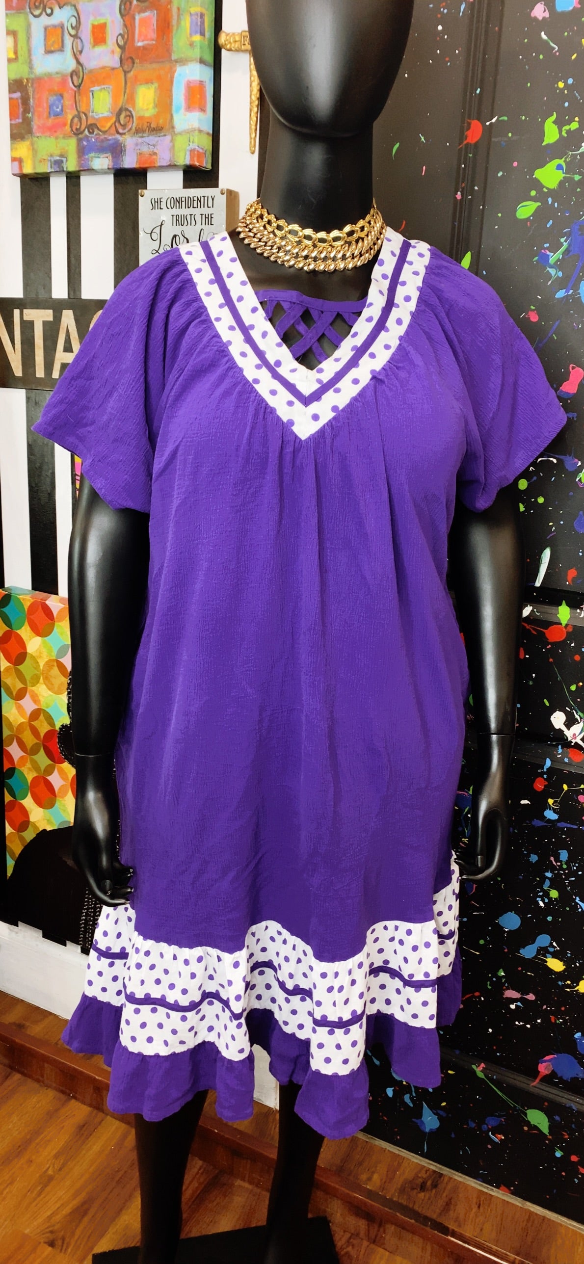 Vintage Purple & White Spring Dress (20)