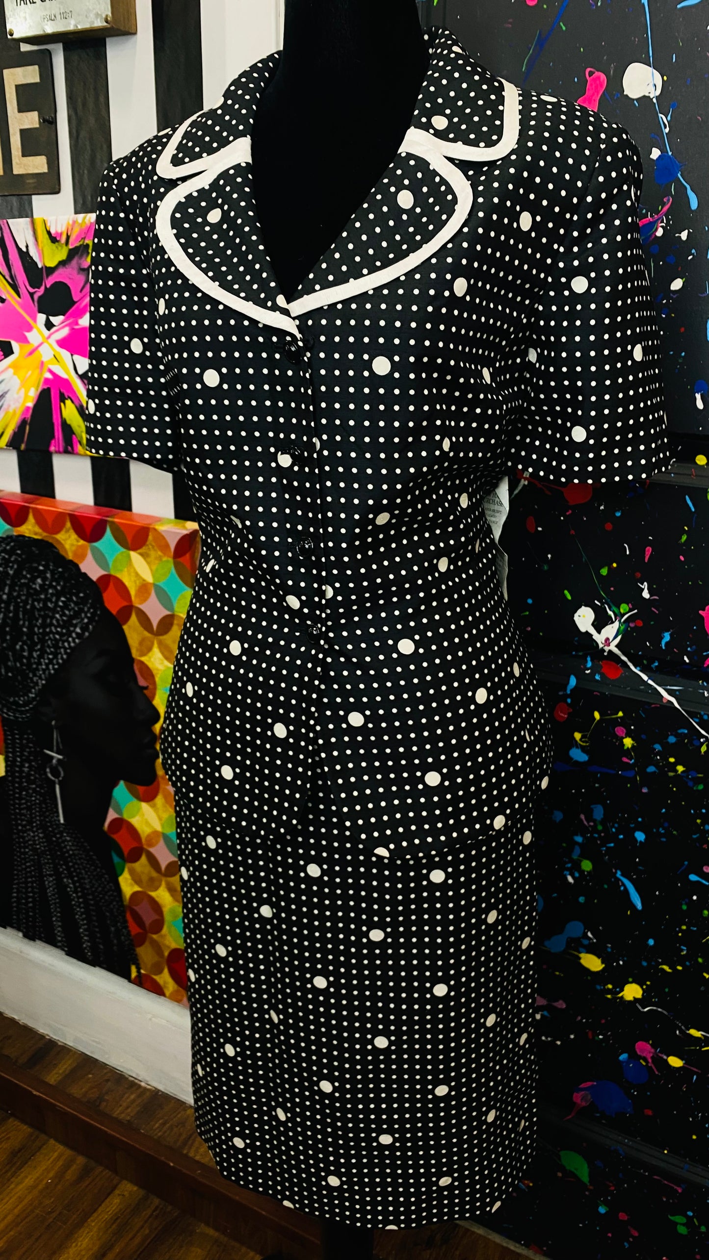 Vintage Polka Dot Skirt Suit- Deadstock (12)