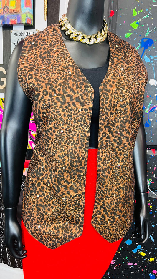 Vintage Studded Animal Print Vest (22)