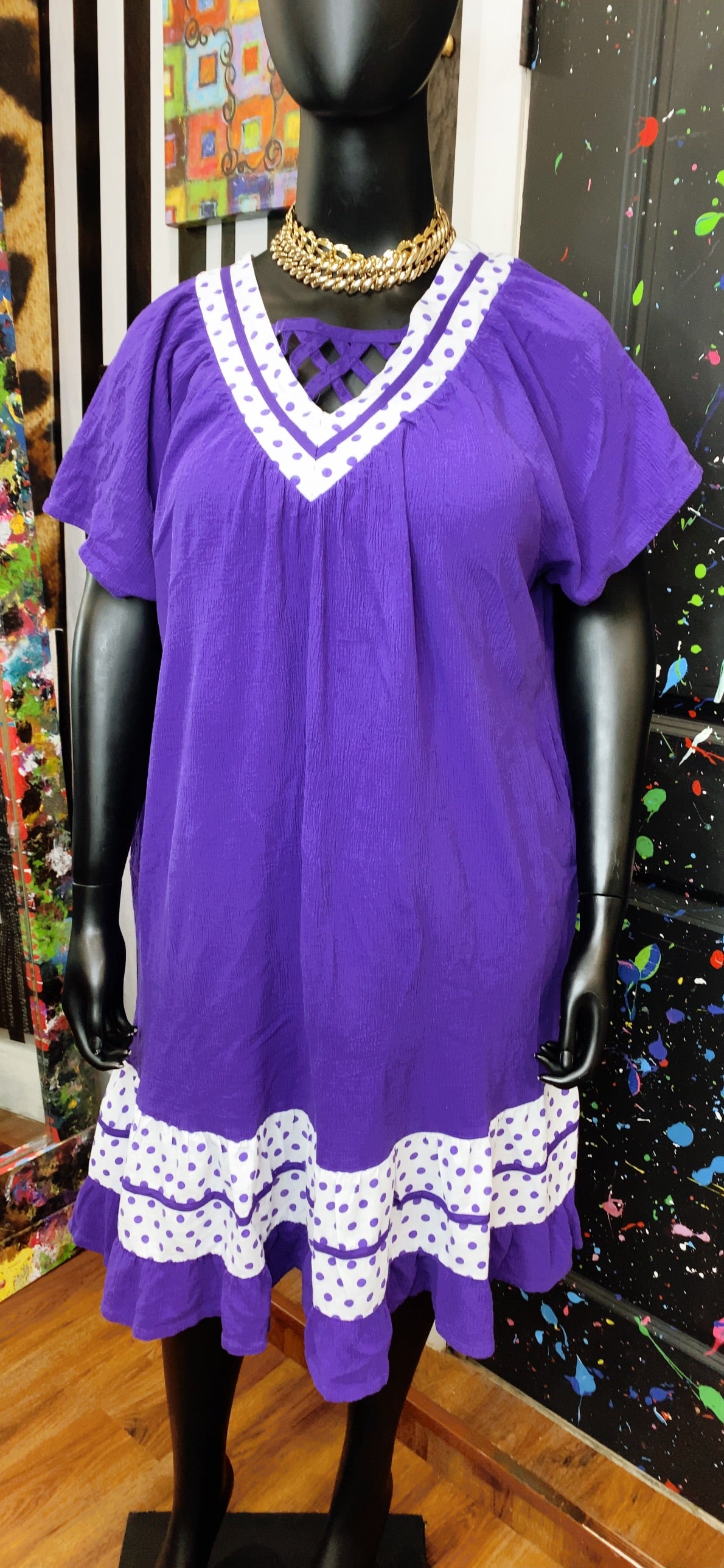 Vintage Purple & White Spring Dress (20)