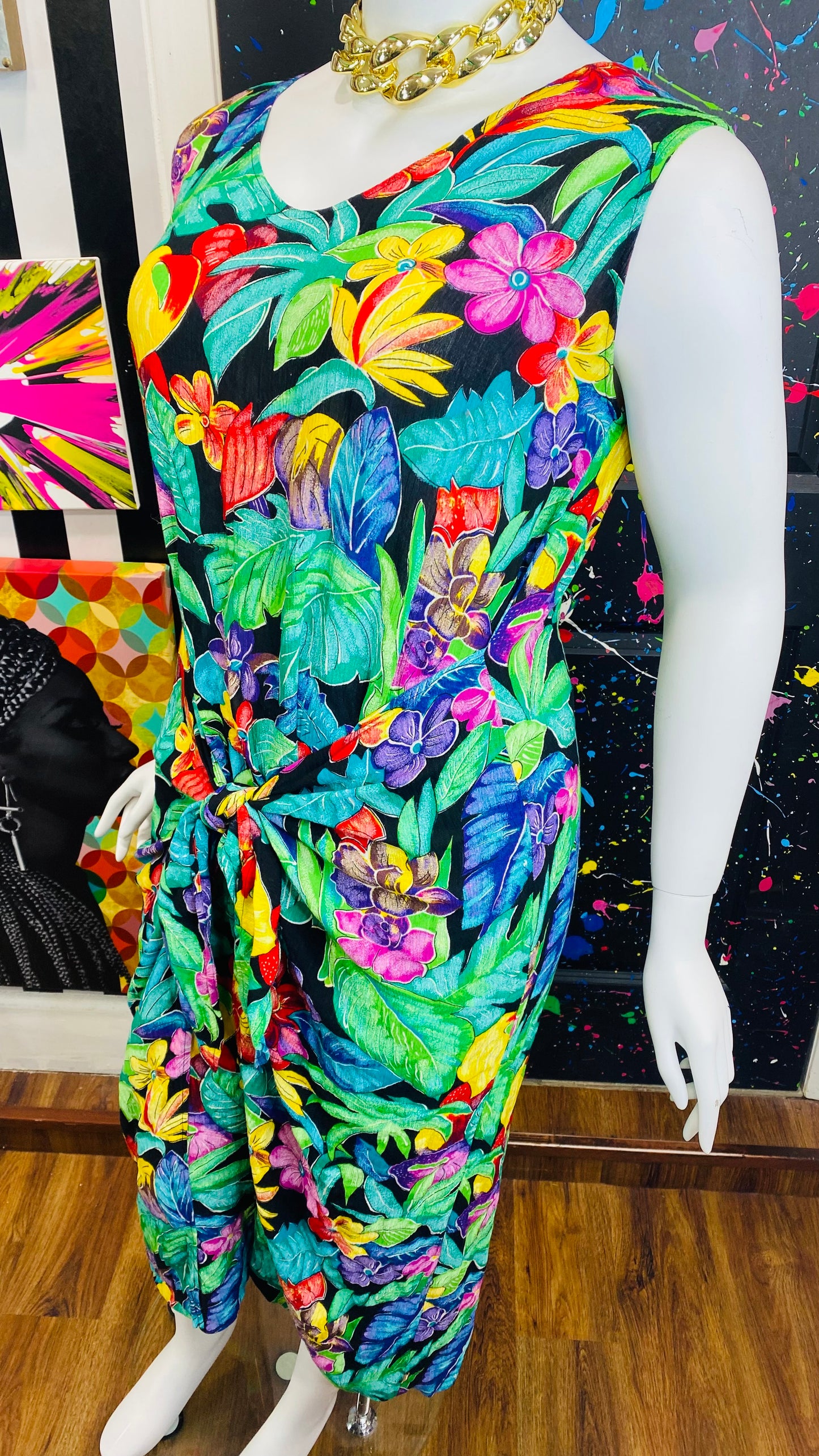 Vintage Rayon Tropical Dress (16/18)