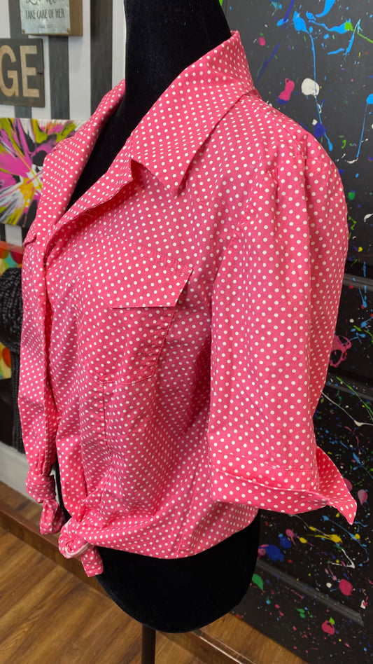 Vintage Pink & White Polka Dot Blouse (12)