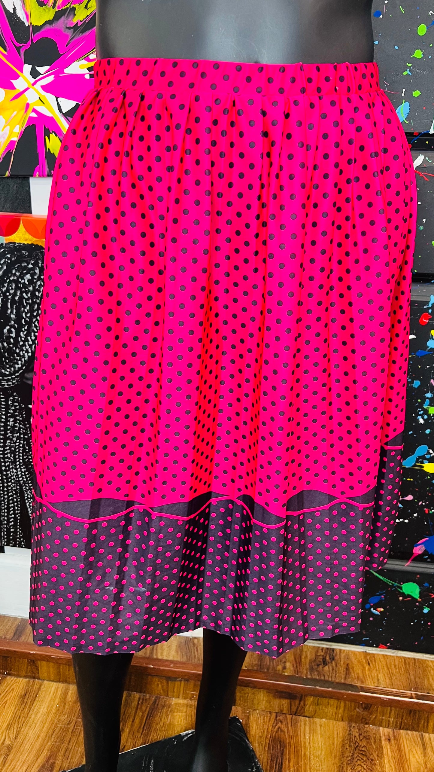 Vintage Pink & Black Polka Dot Skirt (16)