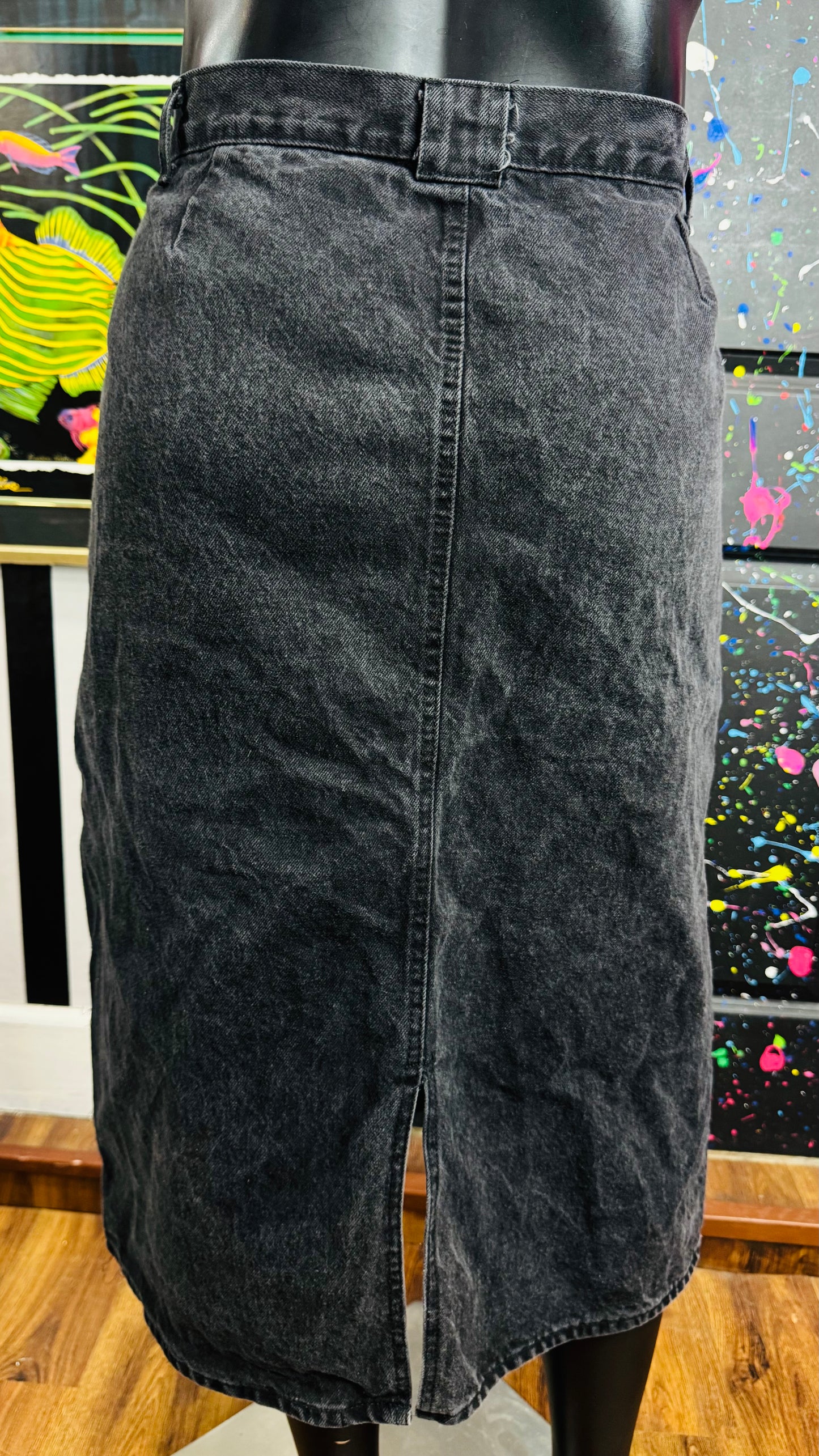 Vintage Black Denim Skirt (26)