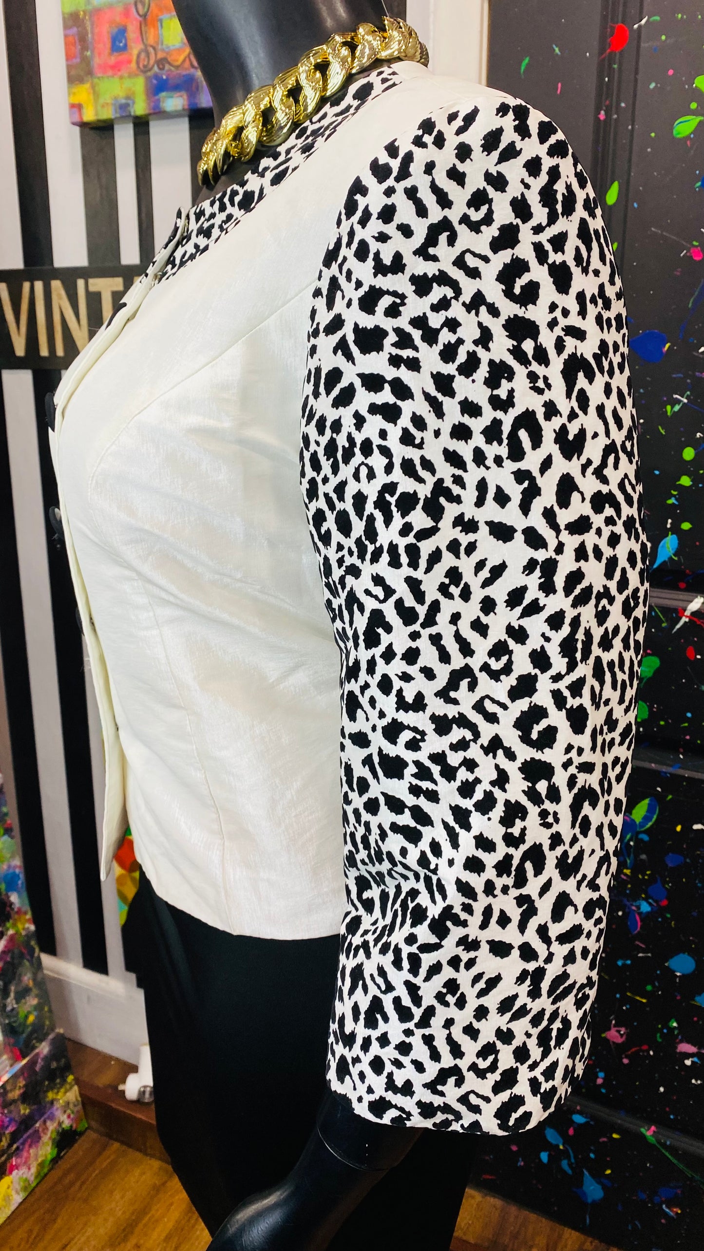 Vintage Animal Print Sleeve Blazer (18W)