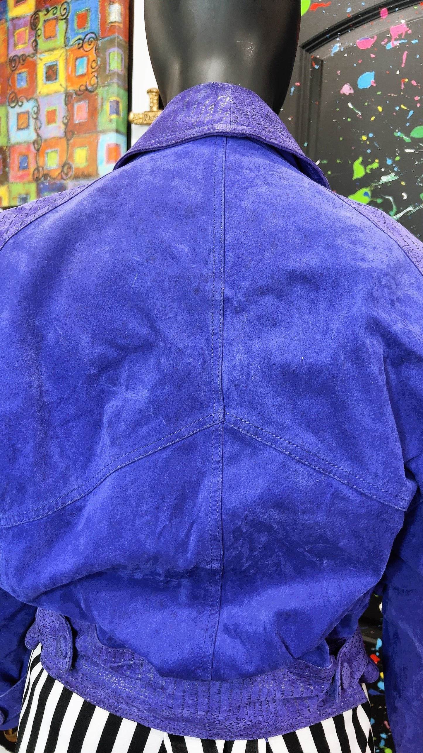 Vintage Purple Suede Leather Cropped Jacket (18)