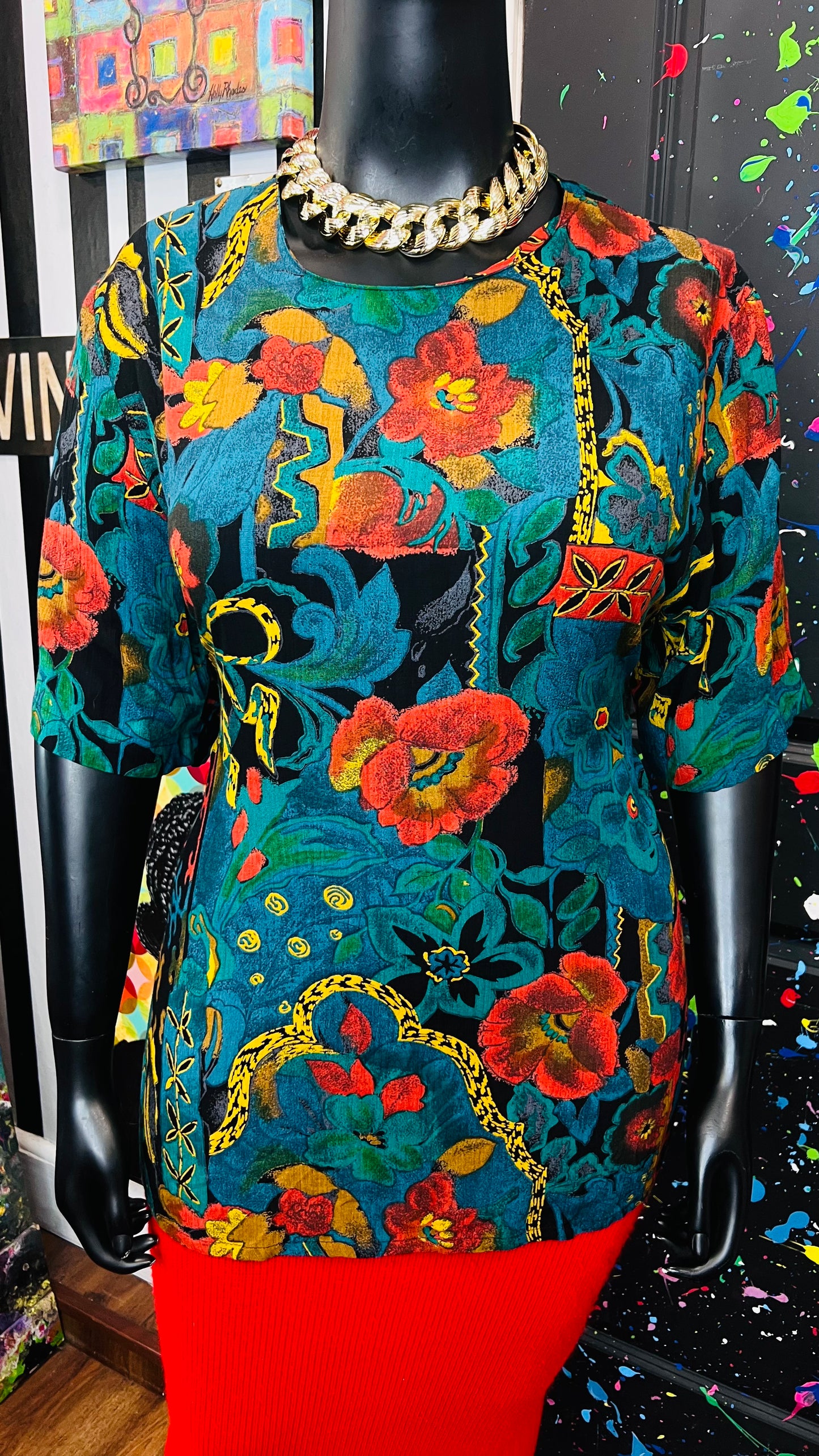 Vintage Rayon Floral Blouse (20)