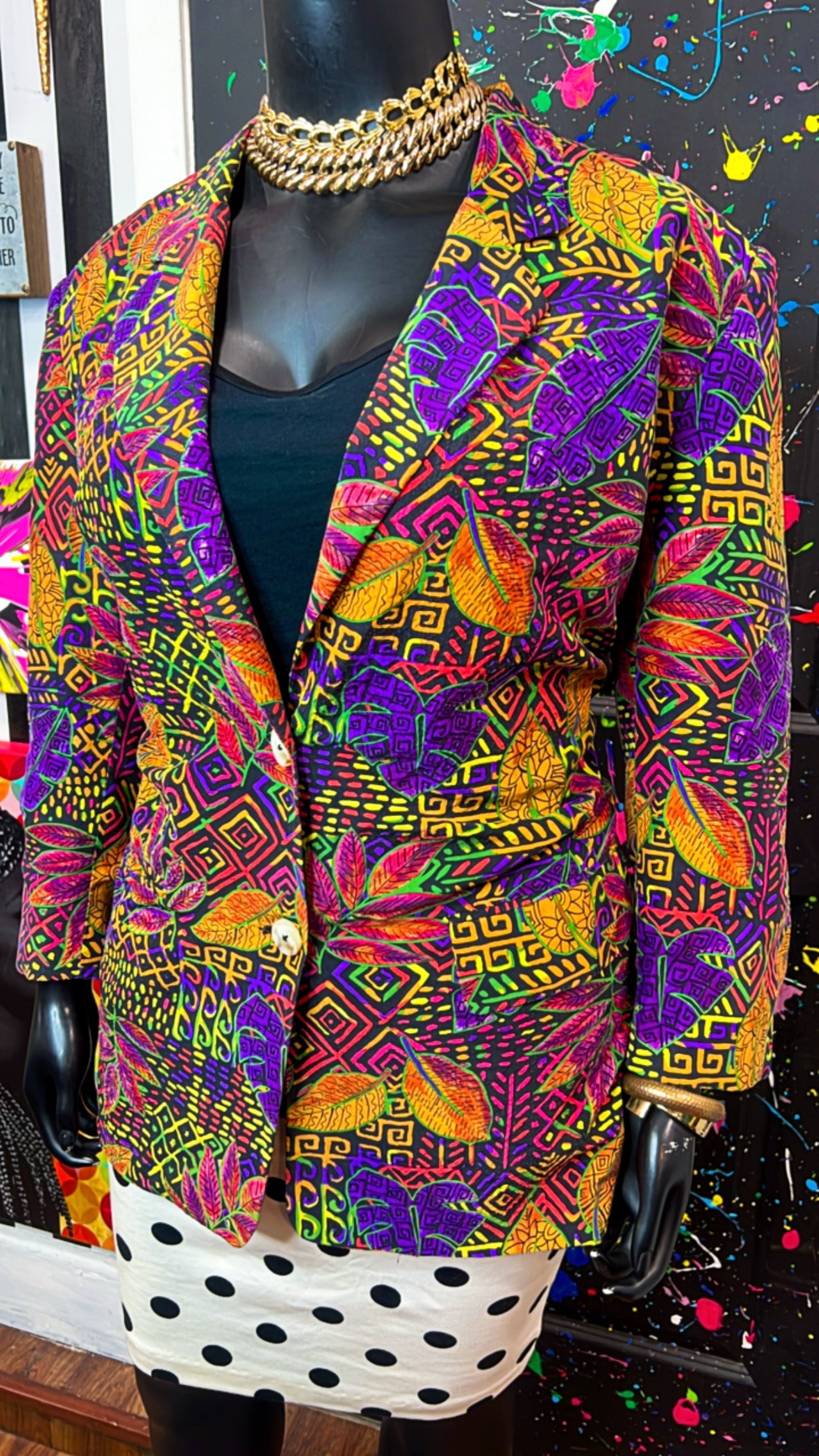 Vintage 100% Silk Abstract 90’s Blazer (20)