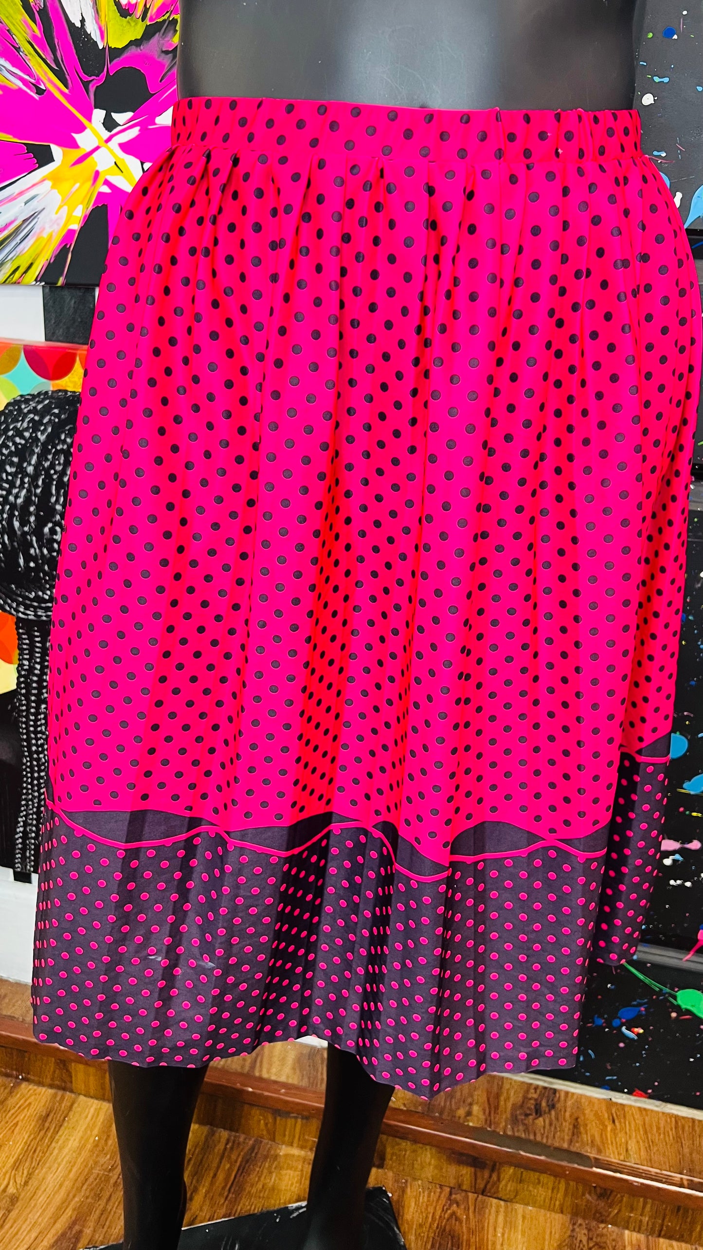 Vintage Pink & Black Polka Dot Skirt (16)