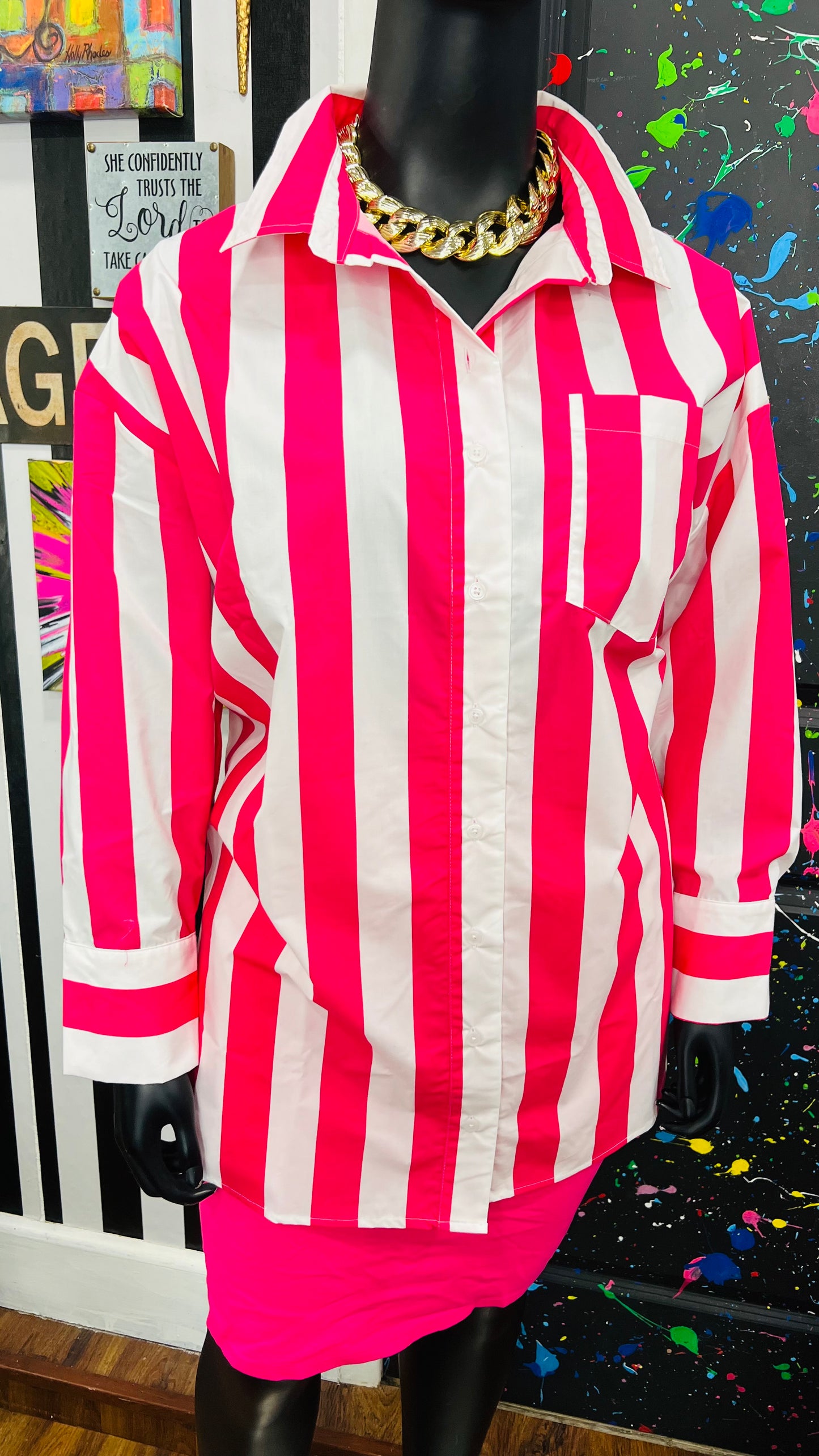 Pink & White Striped Blouse (24)