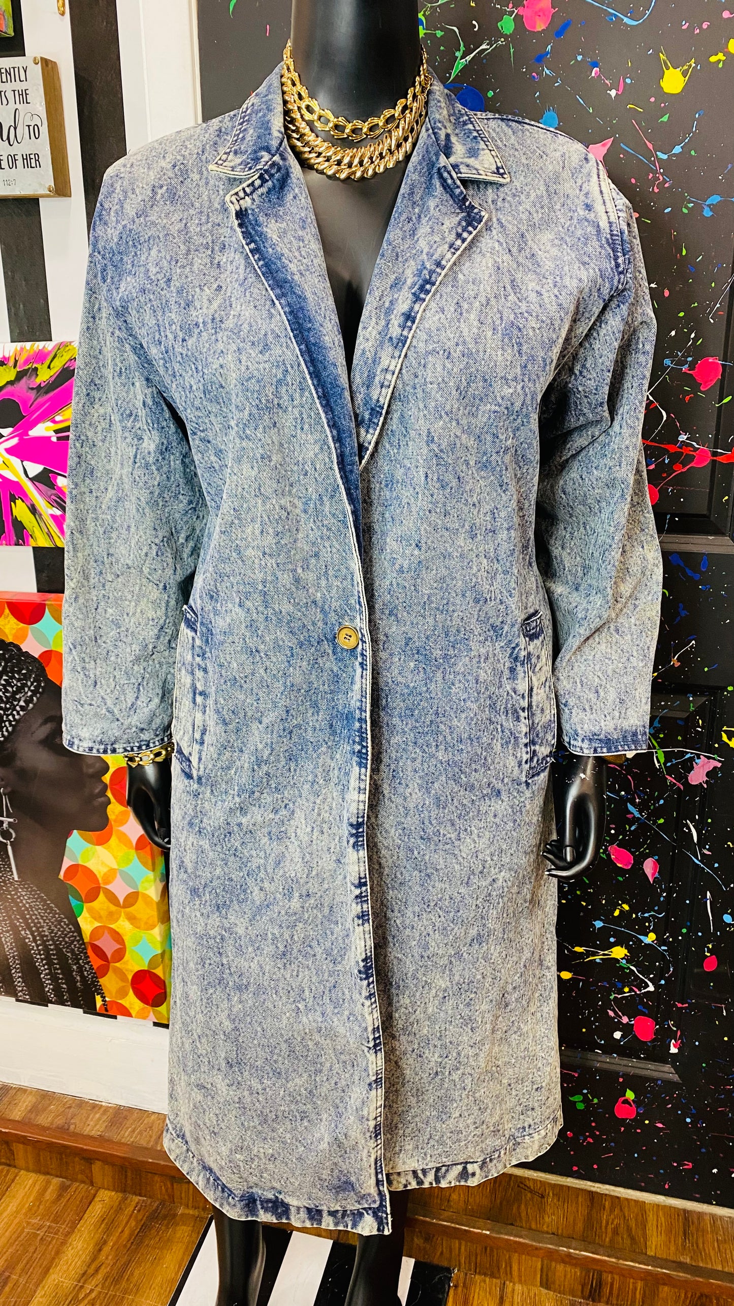 Vintage Acid Wash Denim Duster (16)