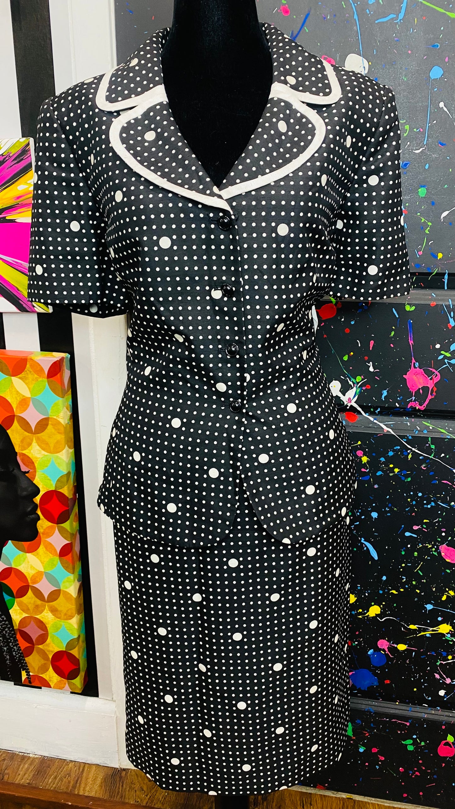 Vintage Polka Dot Skirt Suit- Deadstock (12)