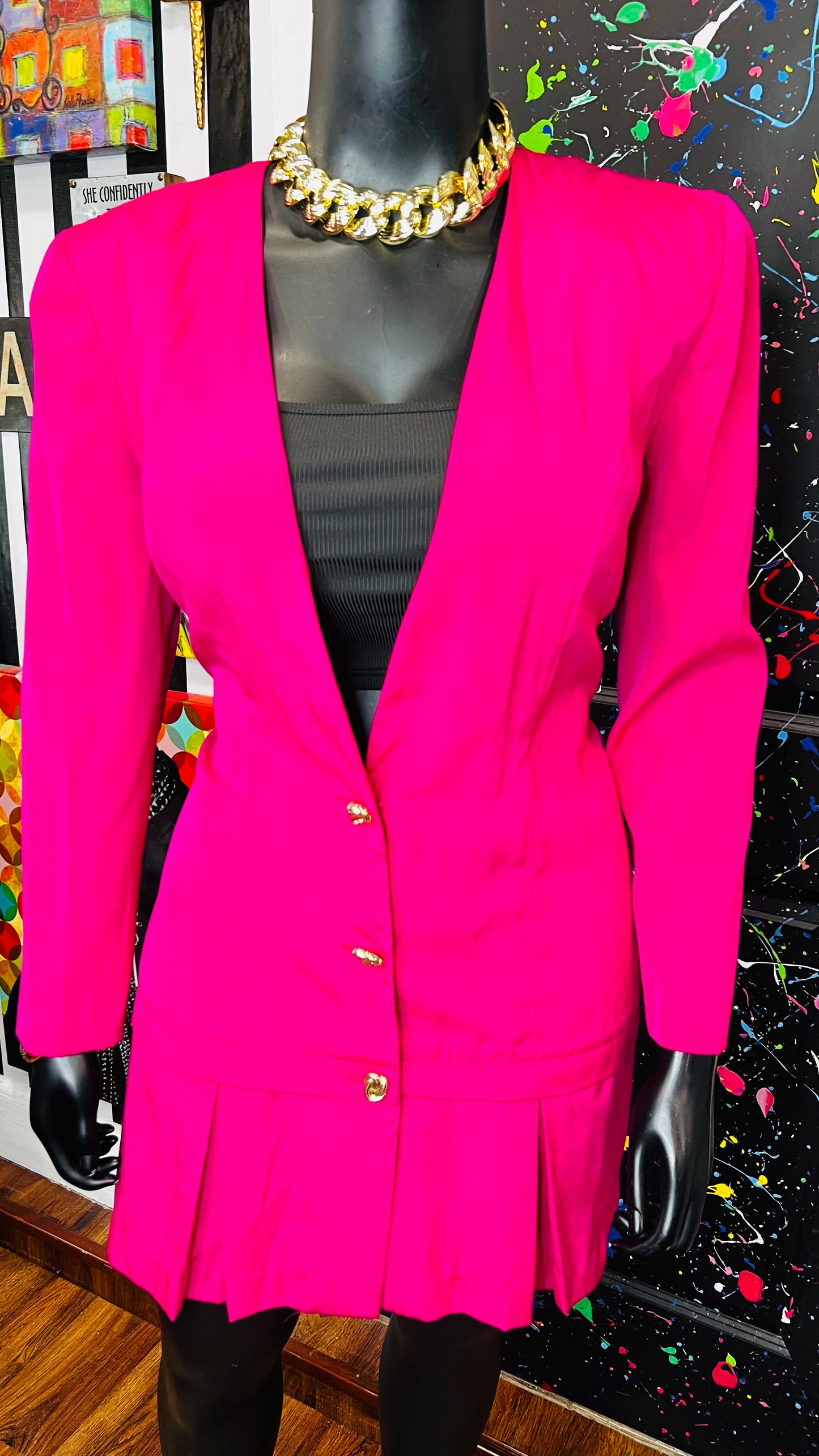 Vintage Pink Pleated Bottom Dress (15/16)
