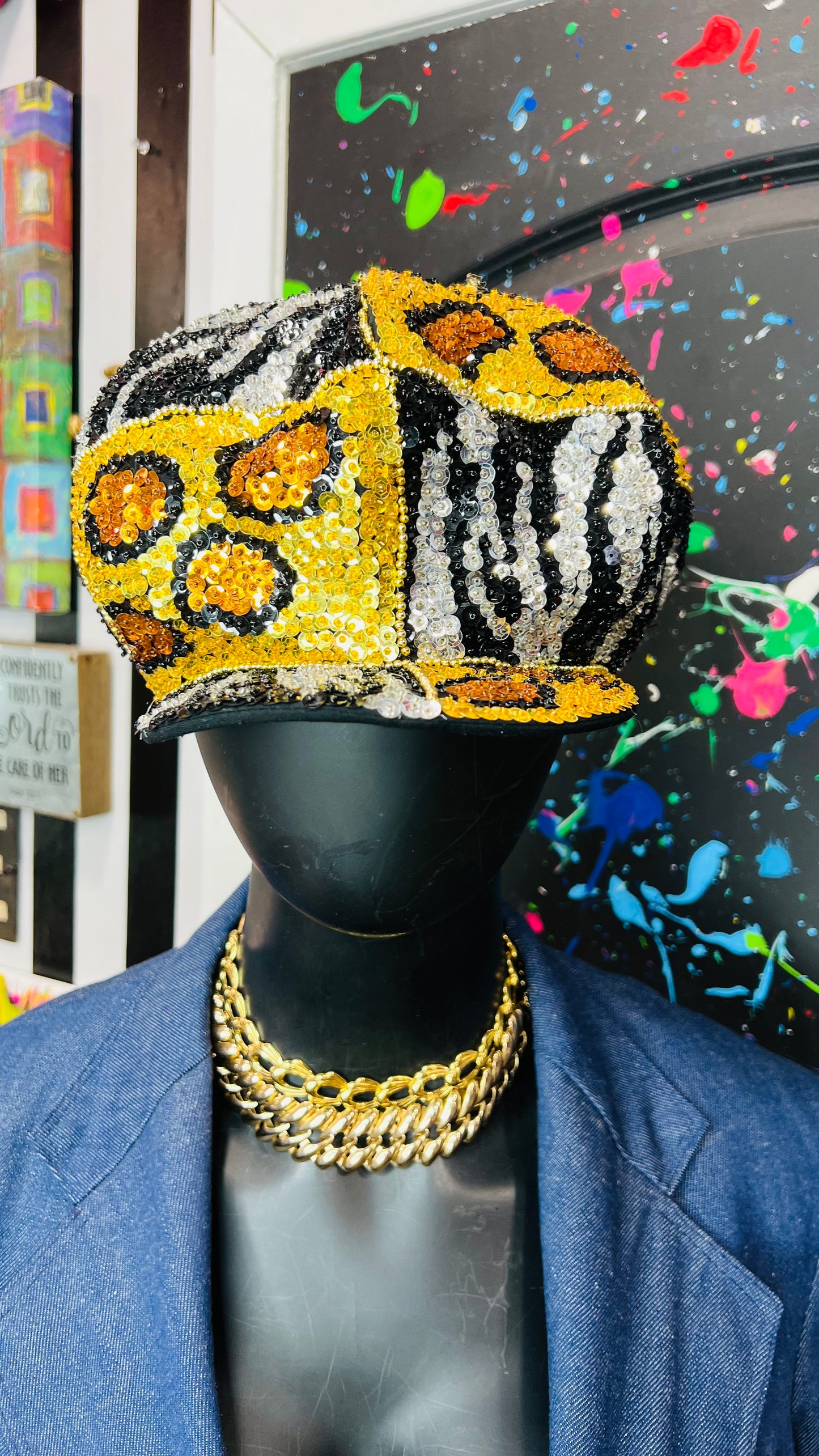 Vintage Sequin Animal Print Hat