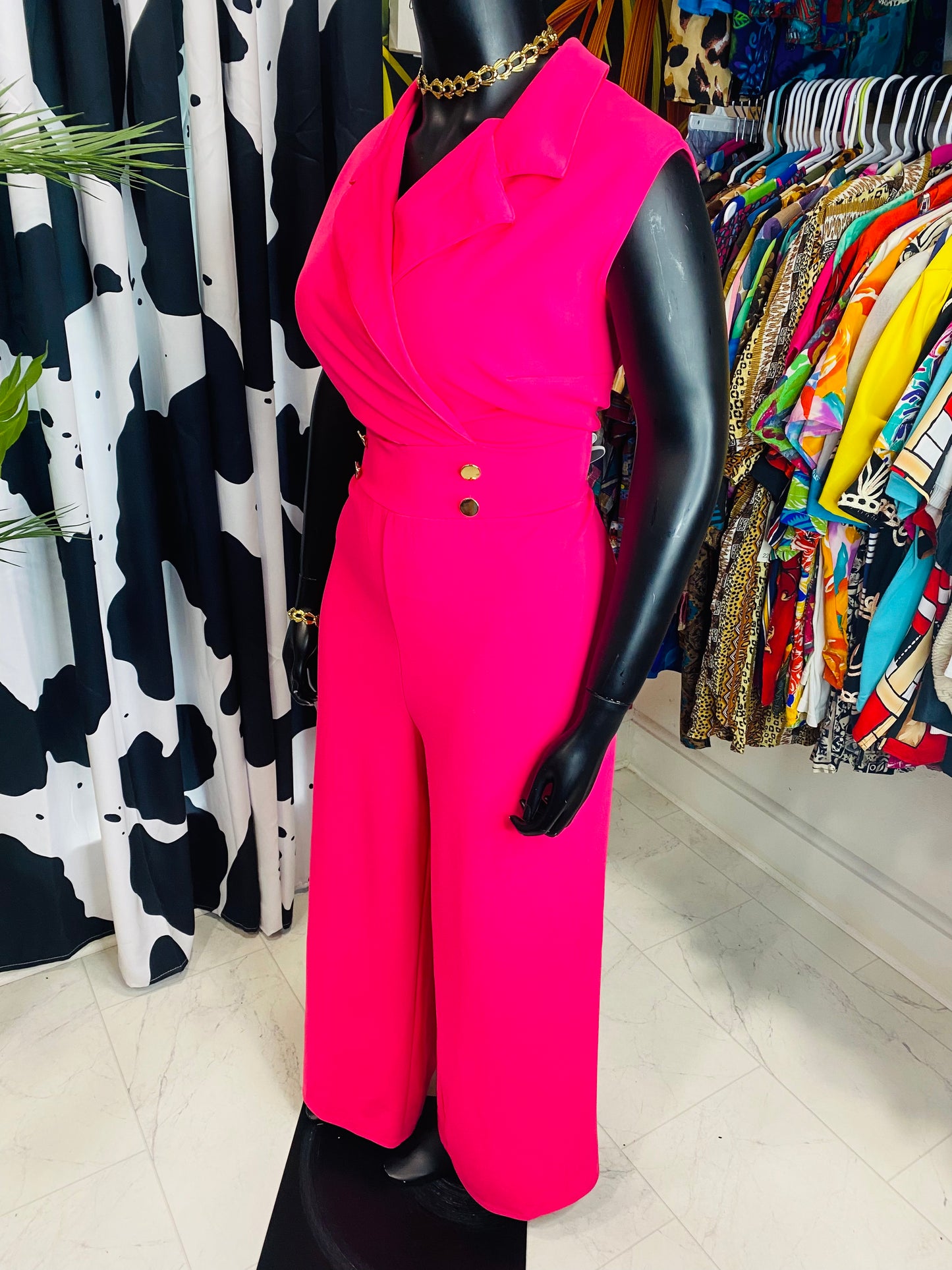 Vintage Pink Sleeveless Jumpsuit