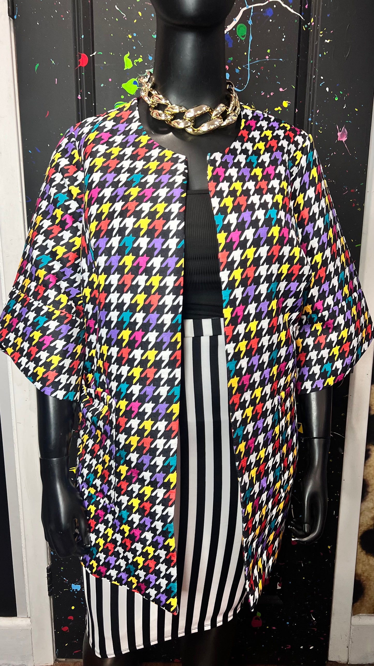 Vintage Colorblock Open Duster (18W)
