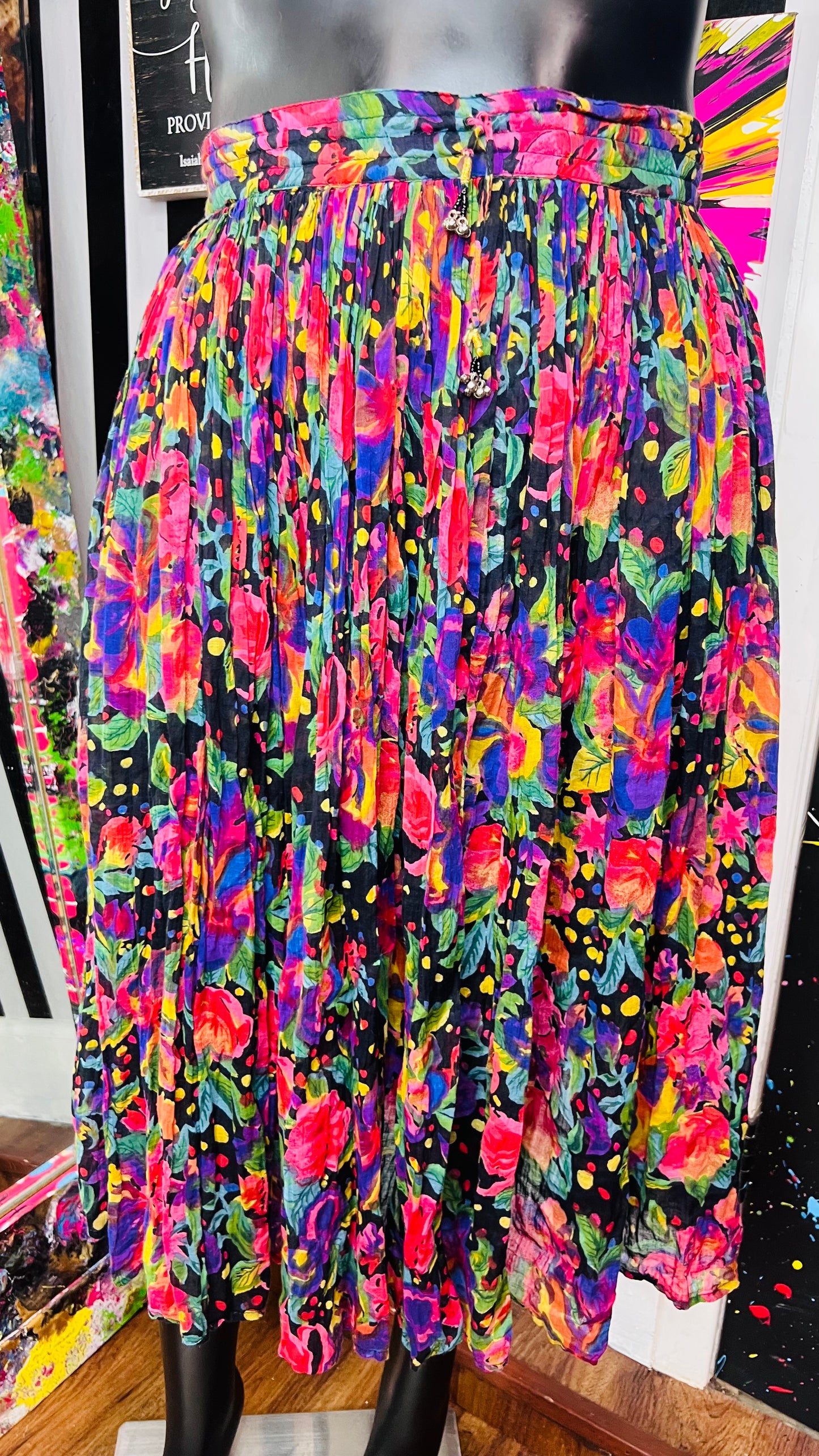 Vintage Rayon Multi Color Skirt (16)