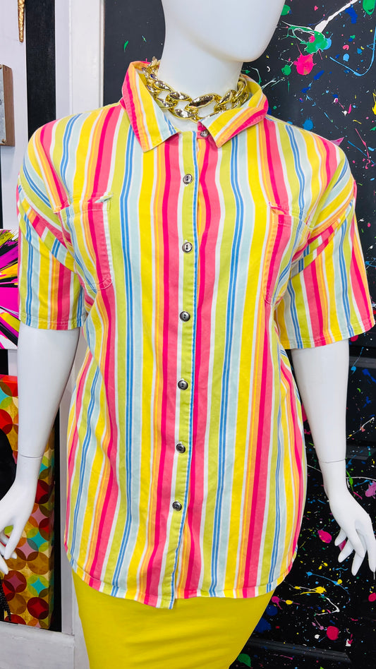 Vintage Denim Striped Blouse (28)