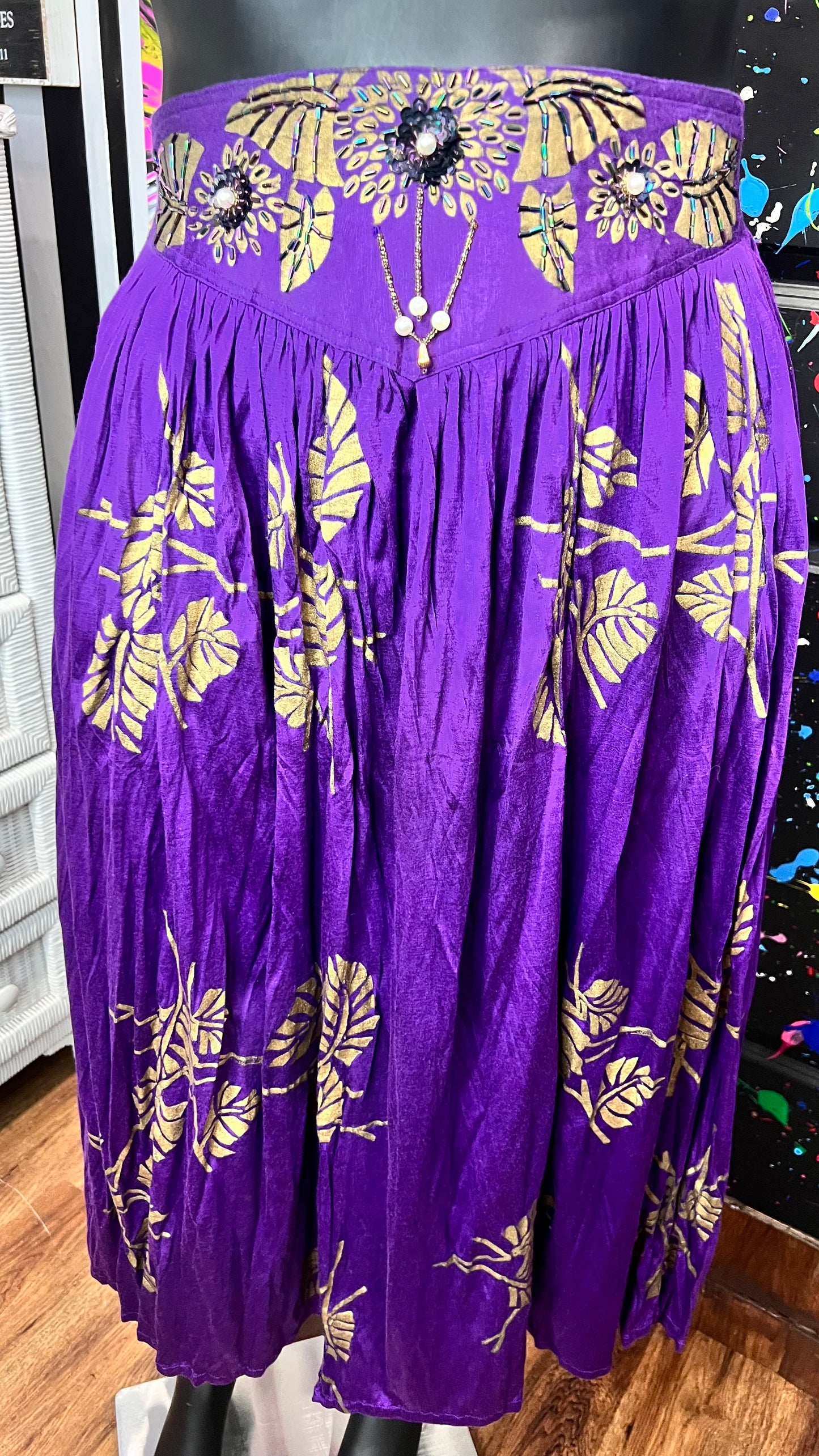 Vintage Rayon Sequin Skirt Set (18)