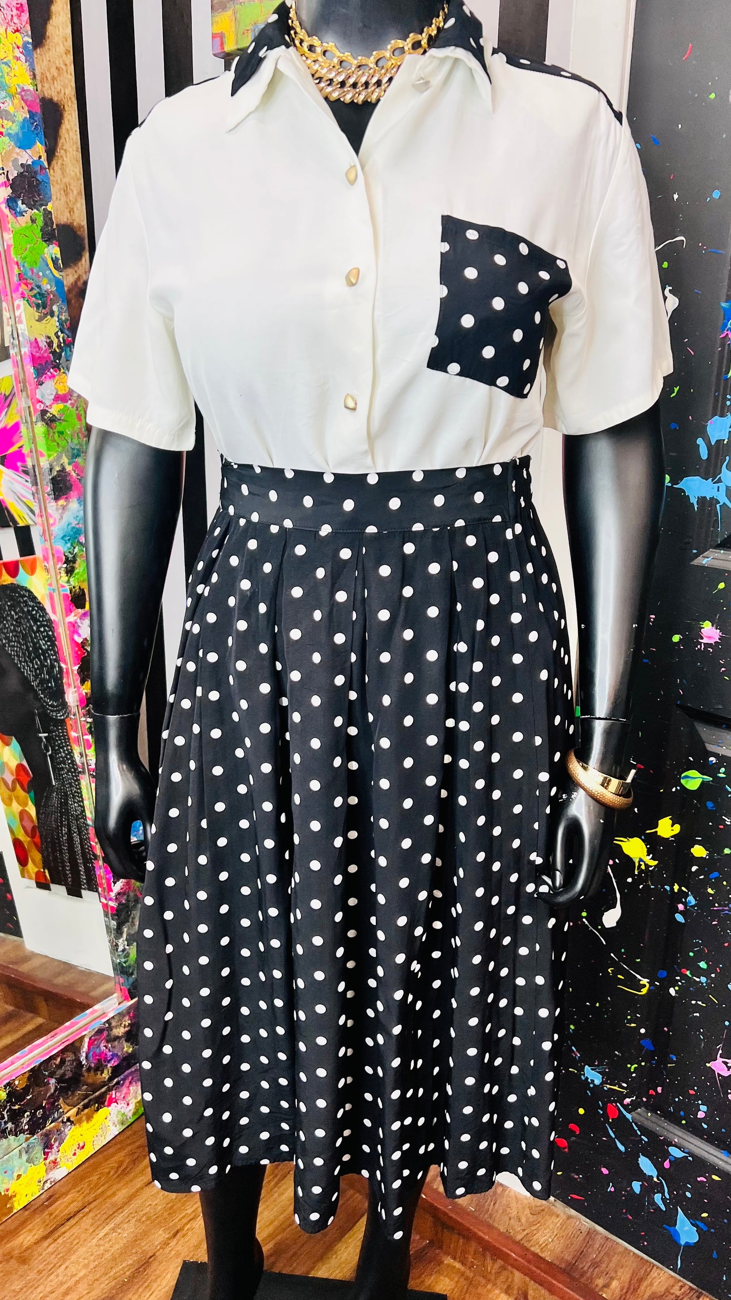 Vintage Polka Dot Skirt Set (12/14)
