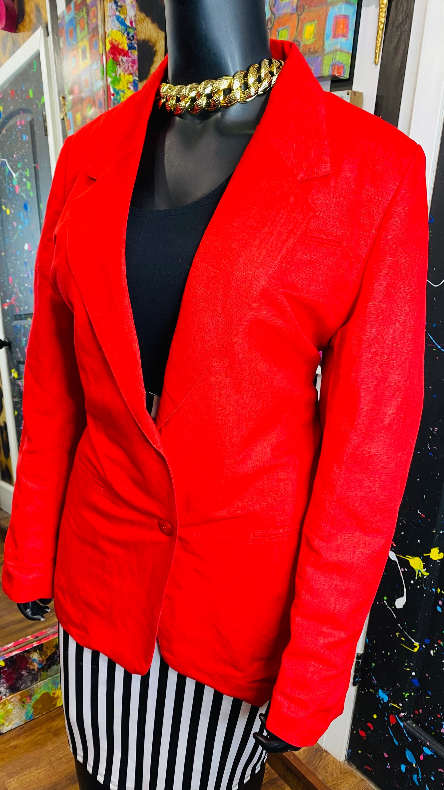 Vintage Solid Red Blazer (18)