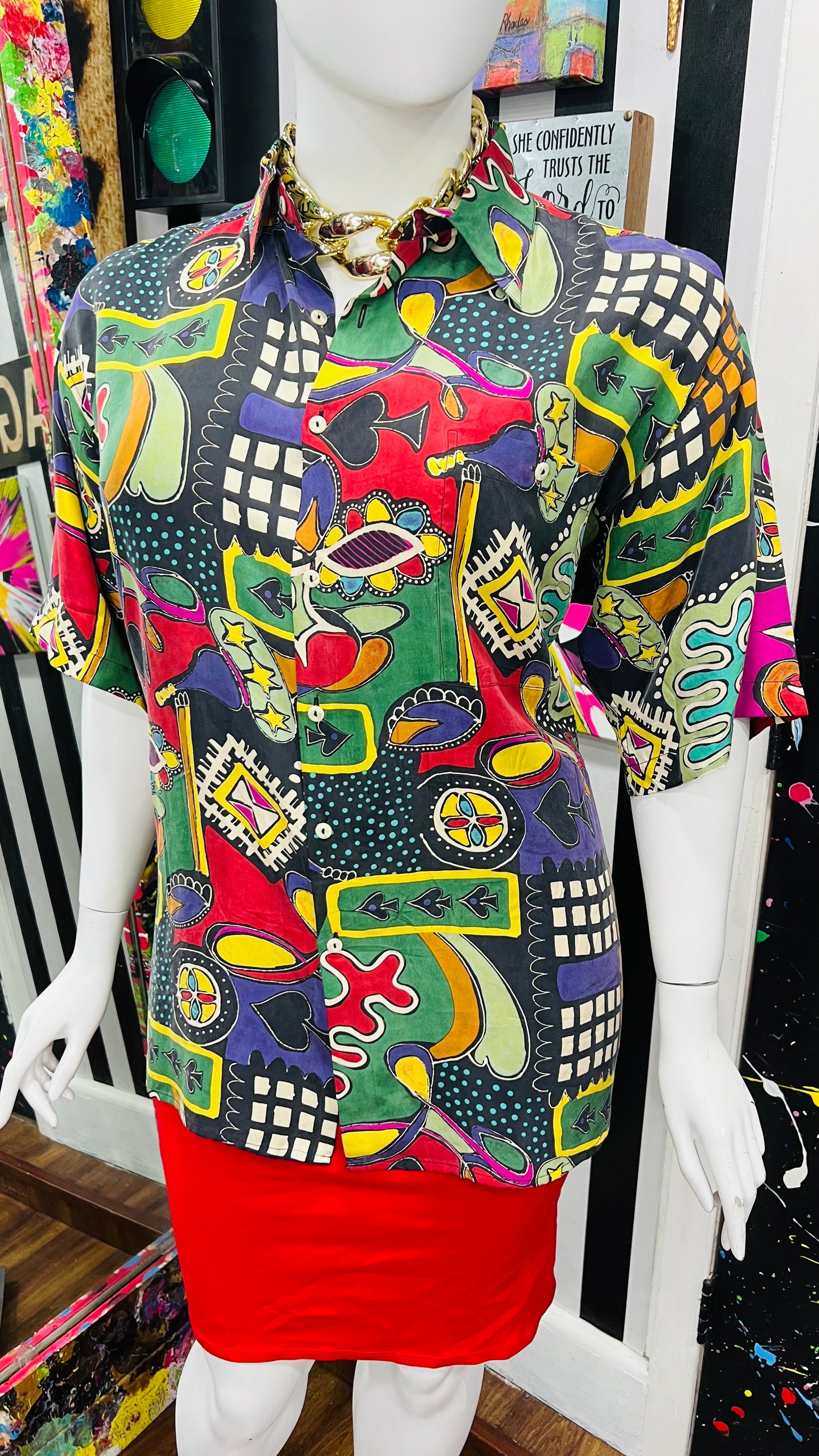Vintage 100% Silk Funky Blouse (18)