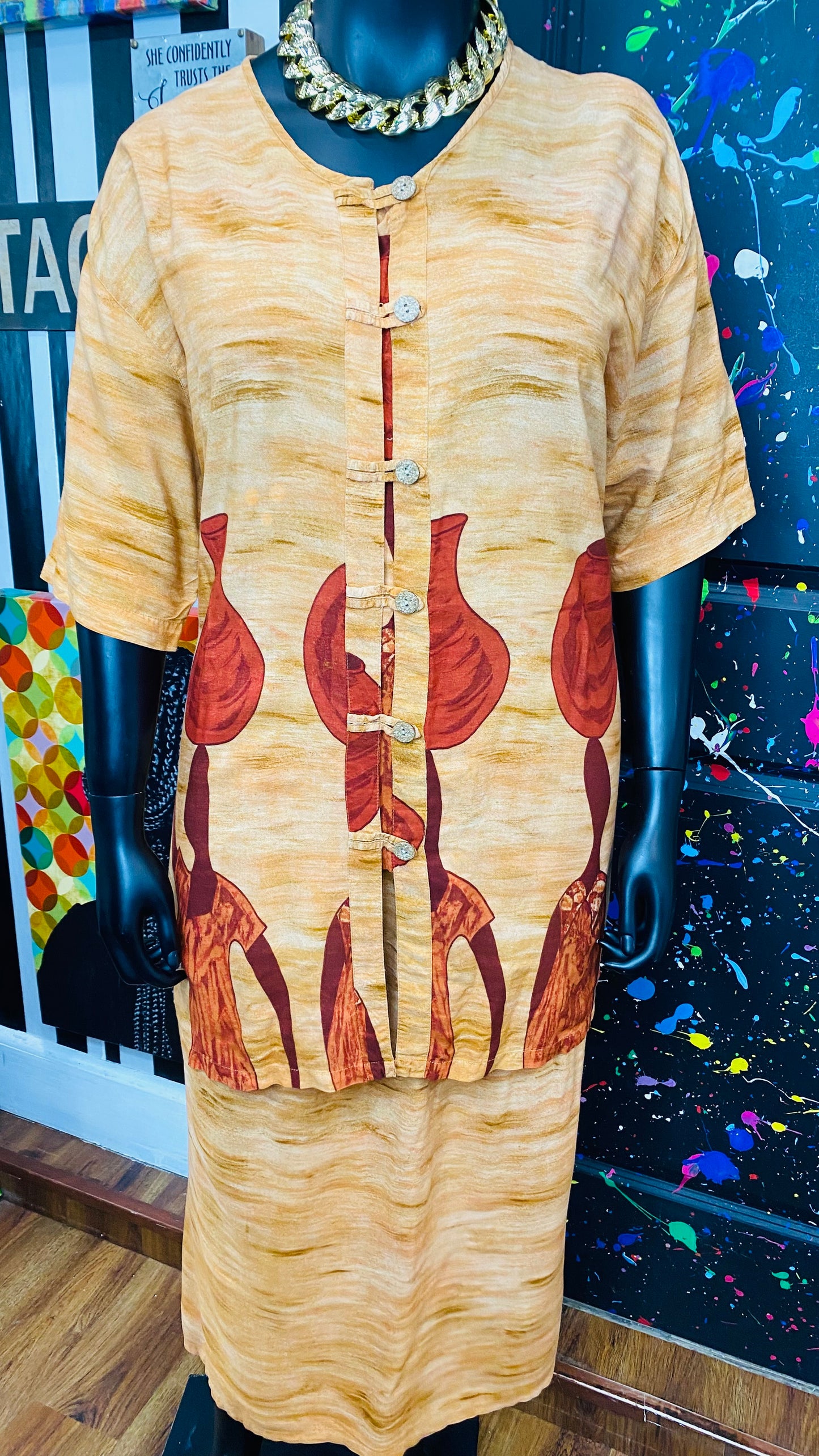 Vintage Rayon Traditional African Skirt Set (18)