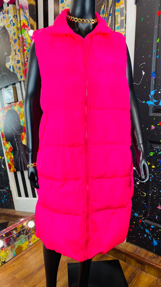 Pink Sleeveless Puffer Vest