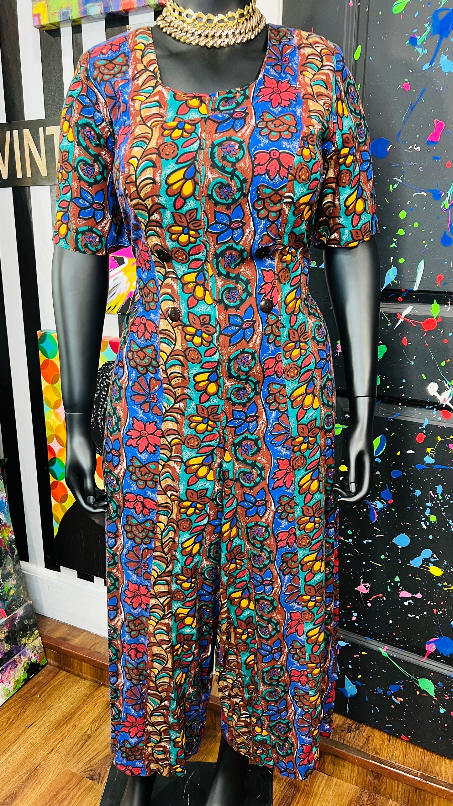 Vintage Rayon Wide Leg Jumpsuit (14/16)