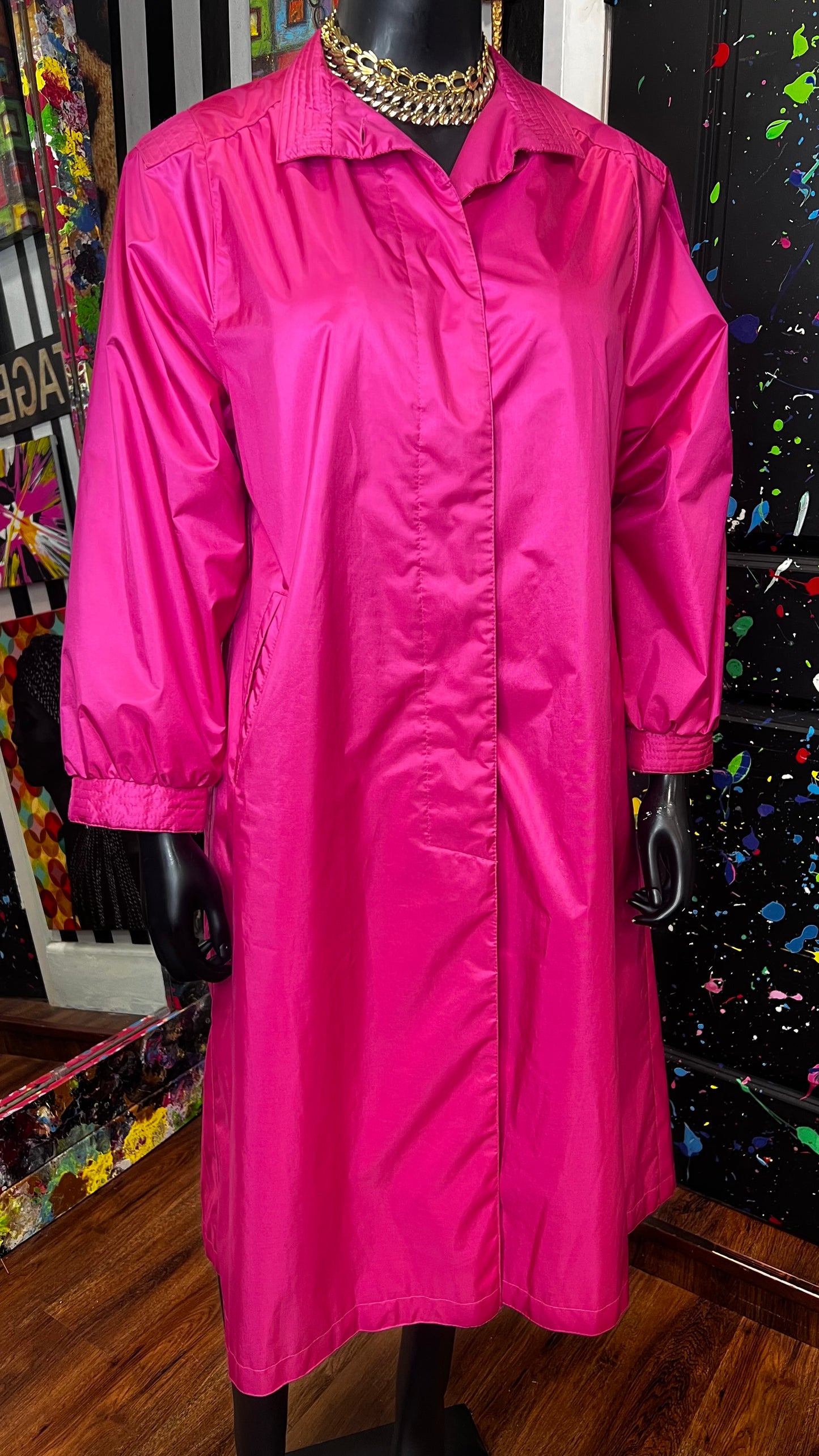 Vintage Fushia Pink Trench Coat (12/14)