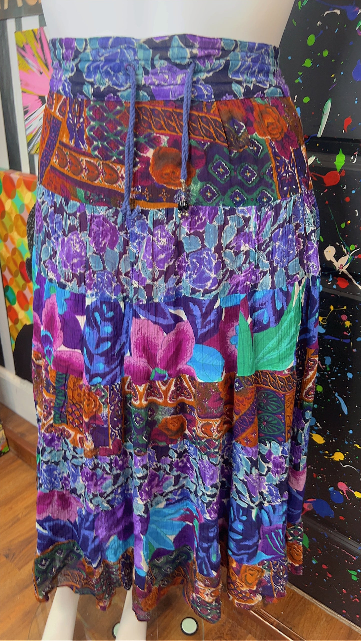 Vintage Rayon Drawstring Skirt (OS)