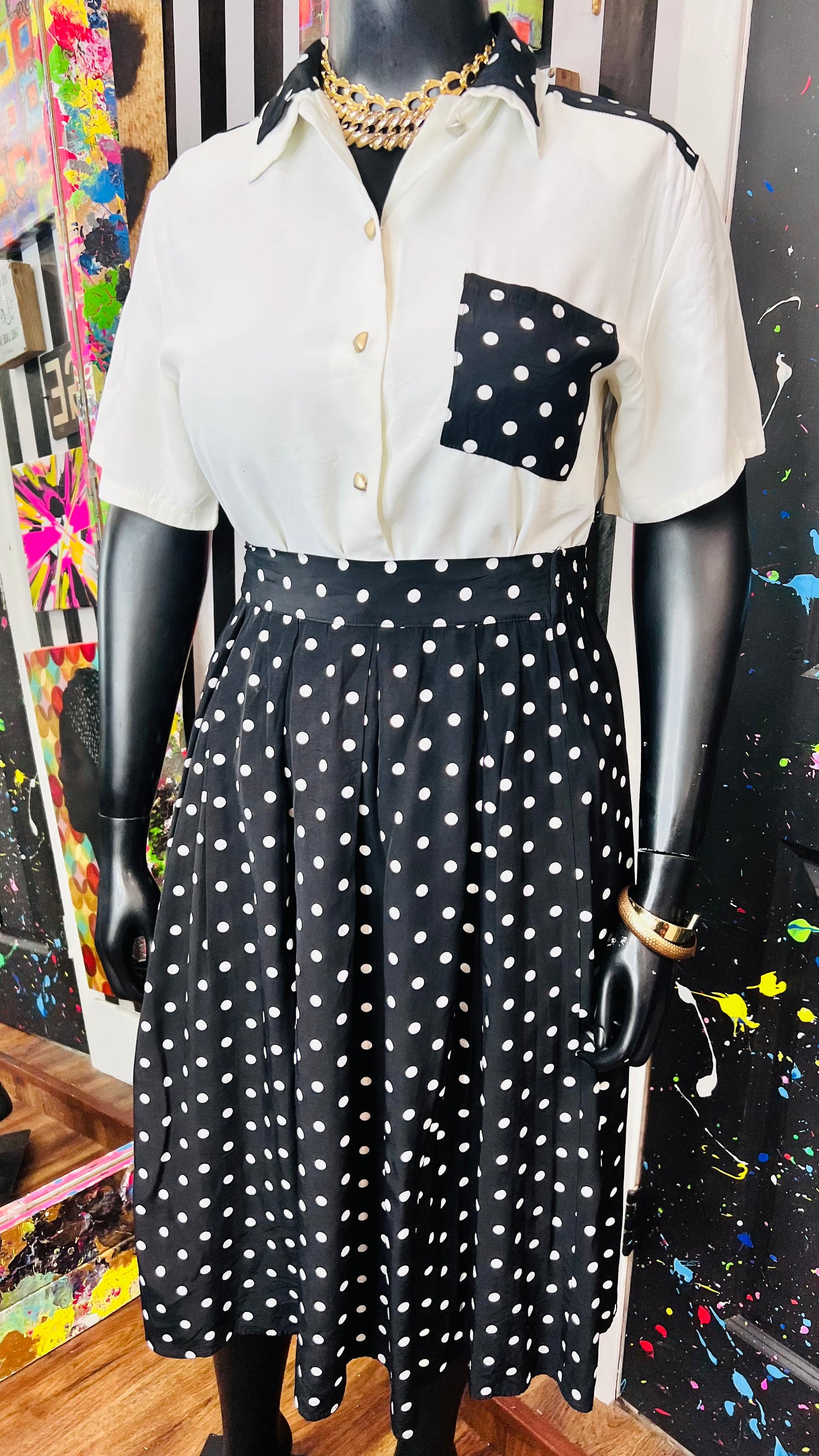 Vintage Polka Dot Skirt Set (12/14)