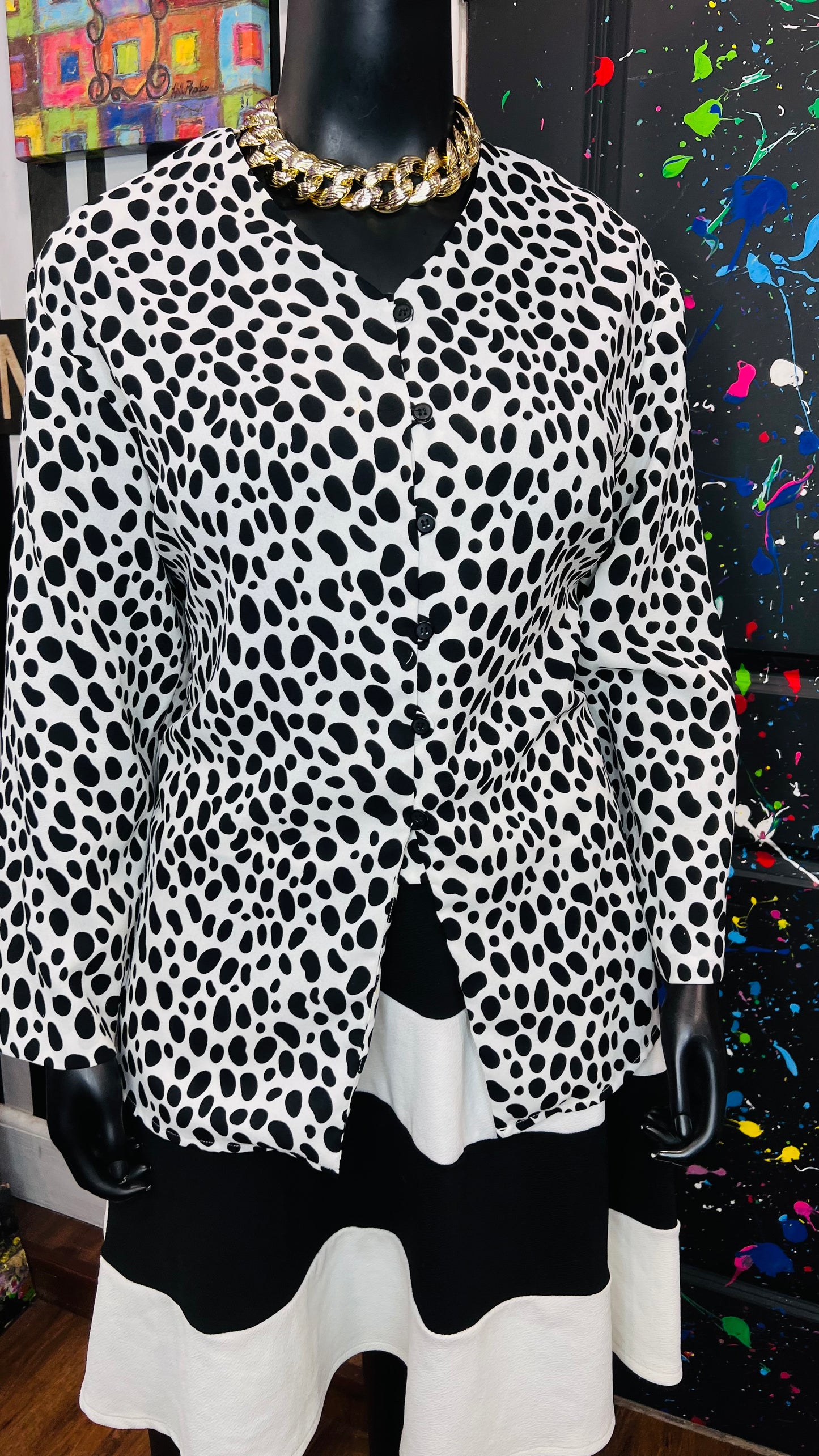 Black & White Animal Print Blouse (24)