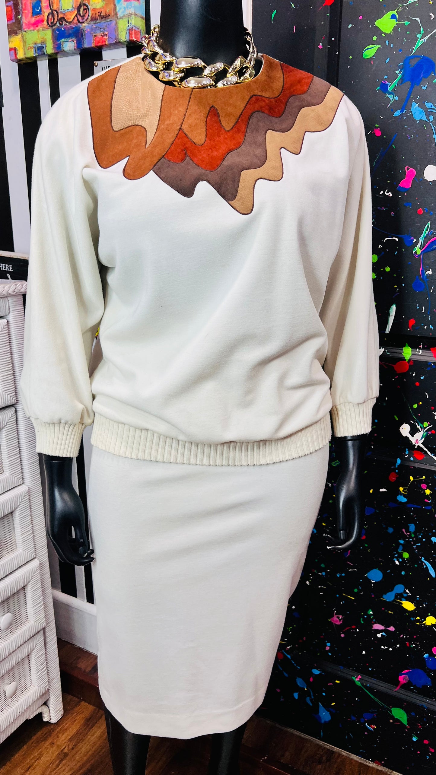 Vintage Leslie Fay Sweater Skirt Set (18)