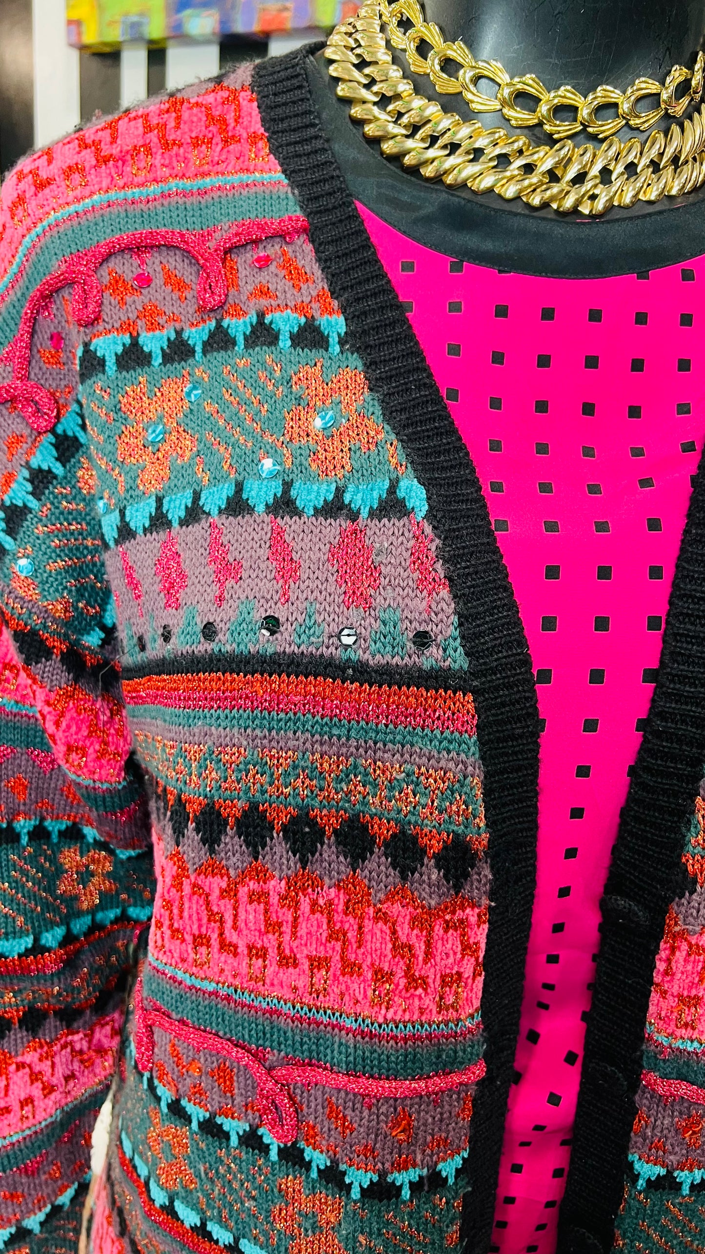 Vintage Carole Little 3D Knit Coogi Style Sweater (18)