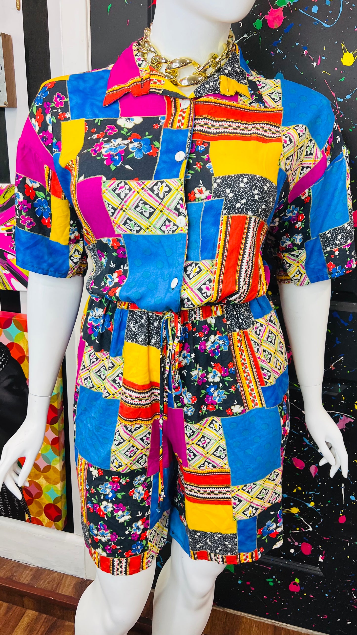 Vintage Patchwork Rayon Romper (16/18)