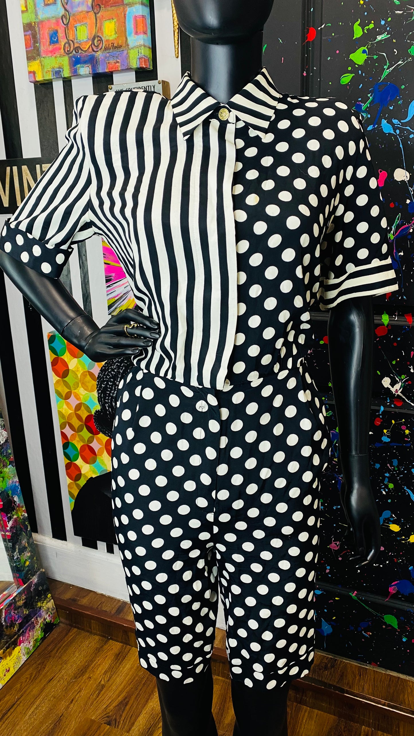 Vintage Black & White Romper (10/12)