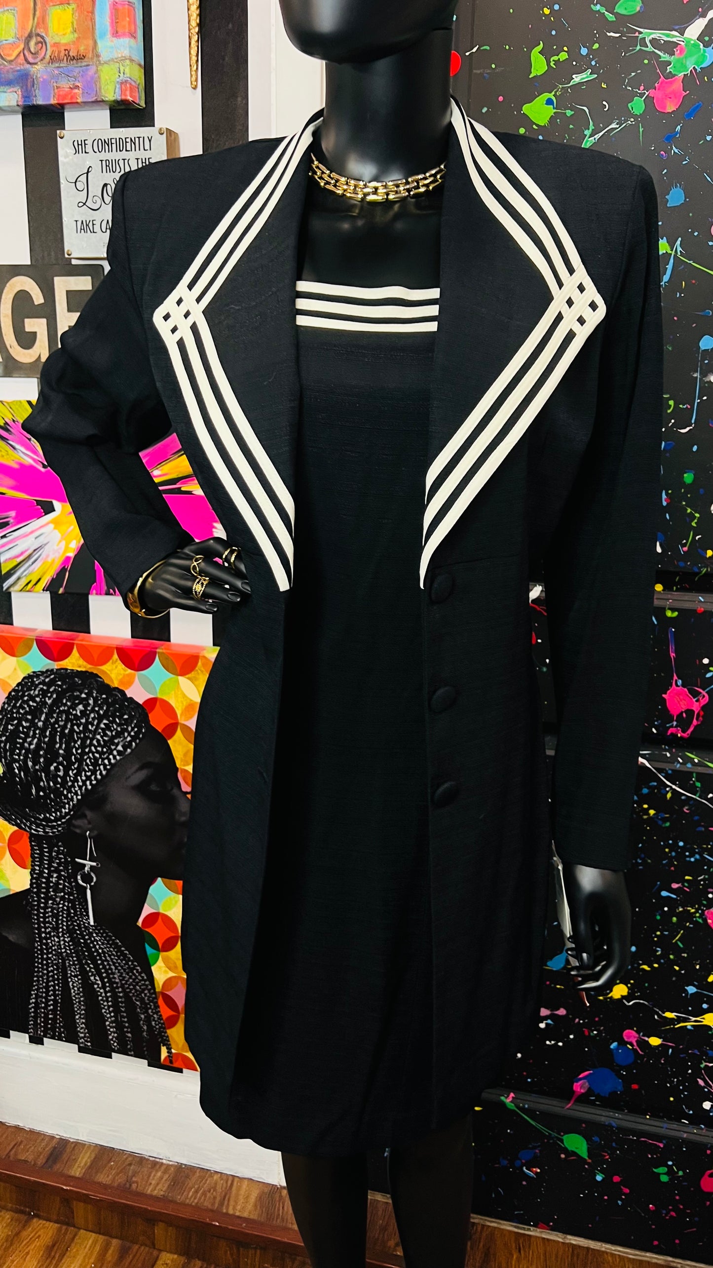 Vintage Black & White Dress & Blazer Set- DeadStock w/Tags (12)