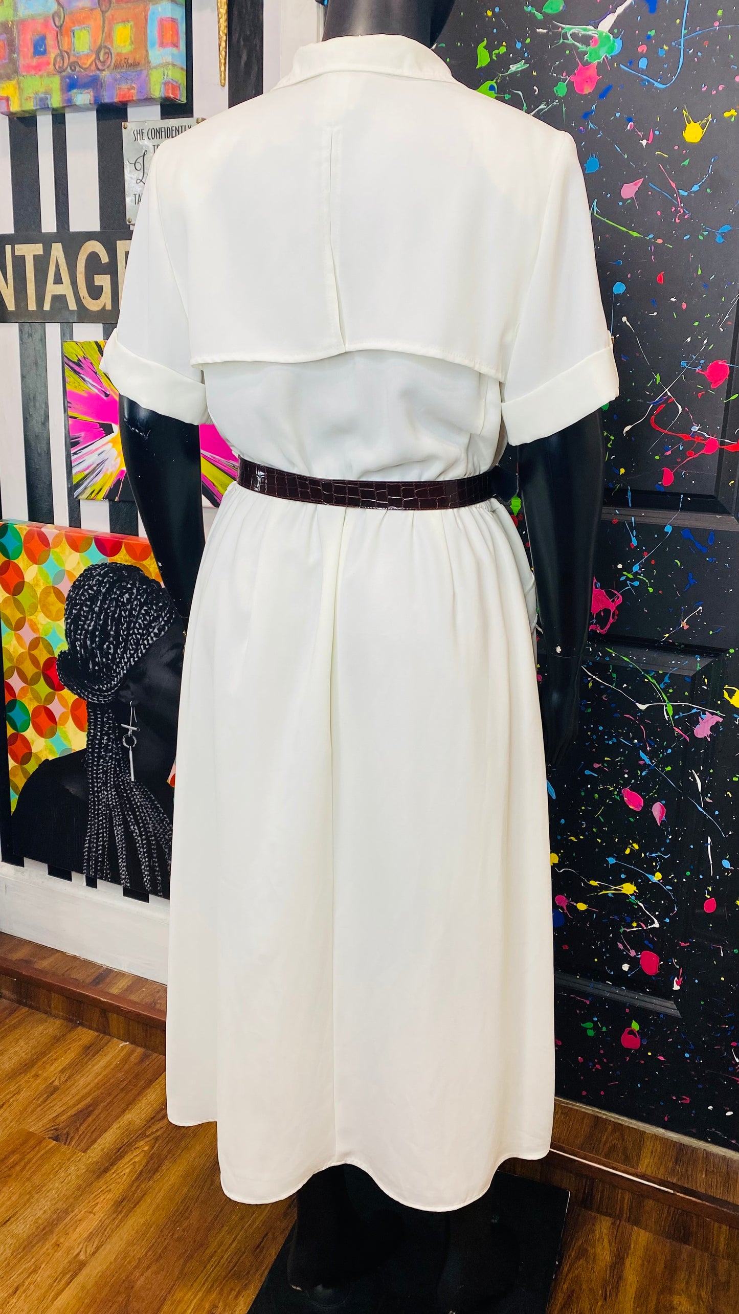 Vintage Cream Dress w/Belt (18W)