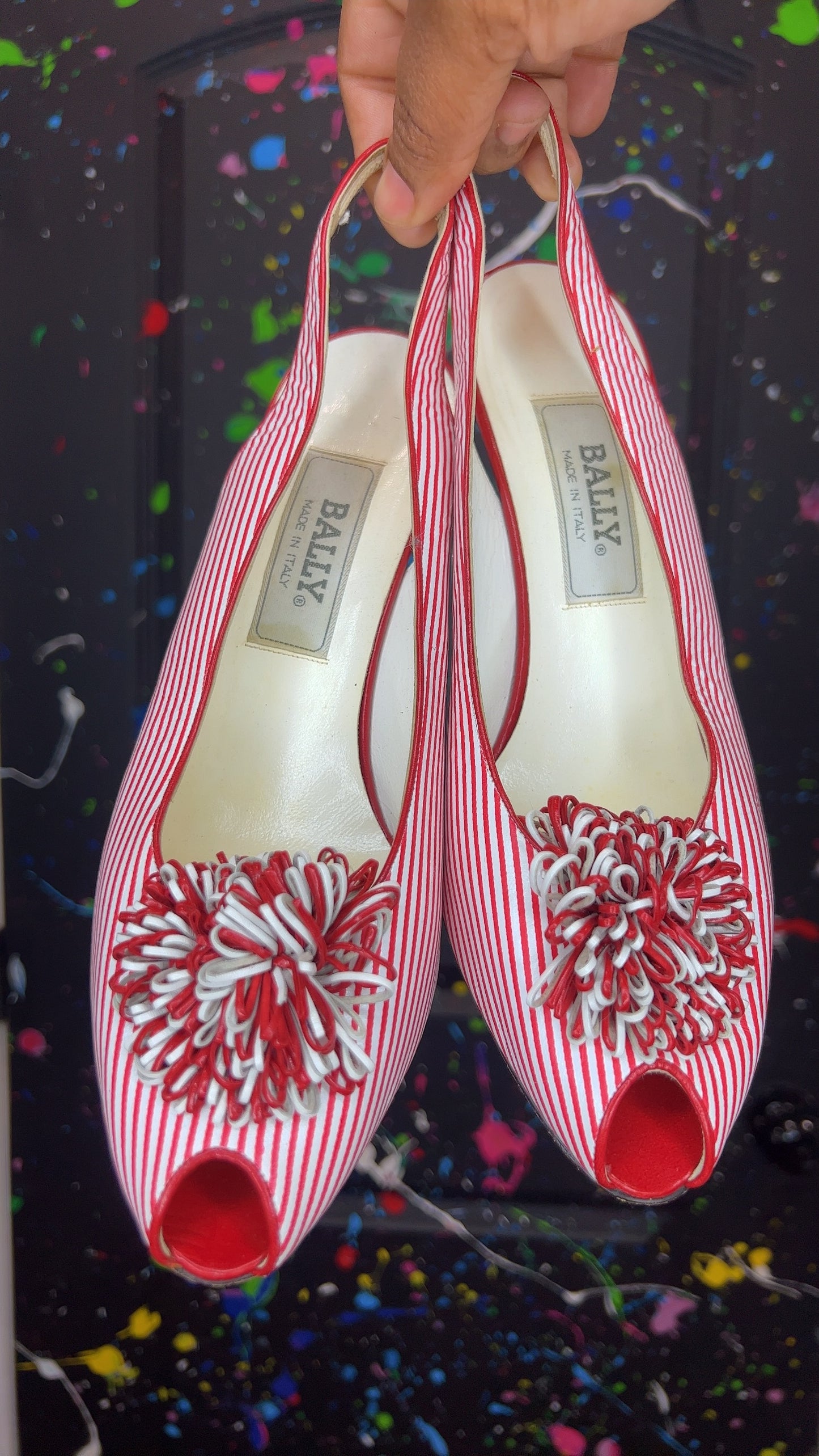 Vintage Red & White Striped Heels (10)