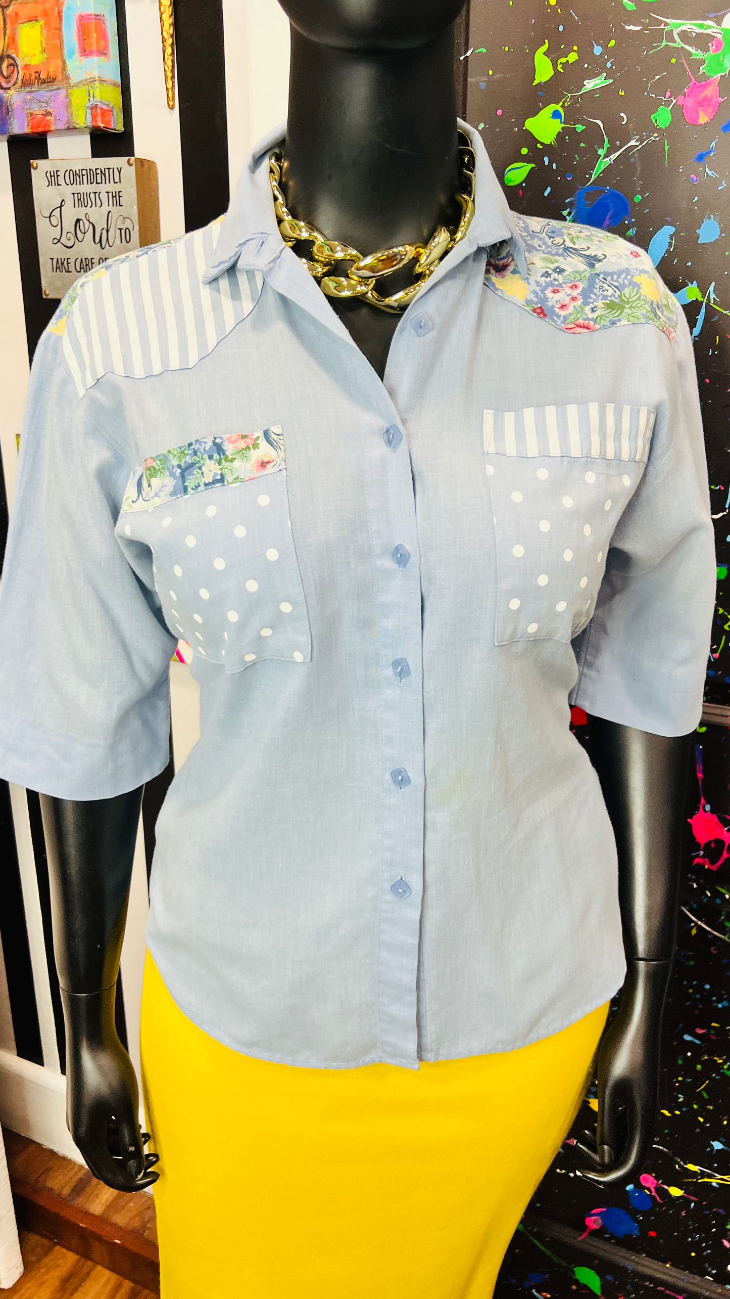 Vintage Tri- Print Blouse (16)