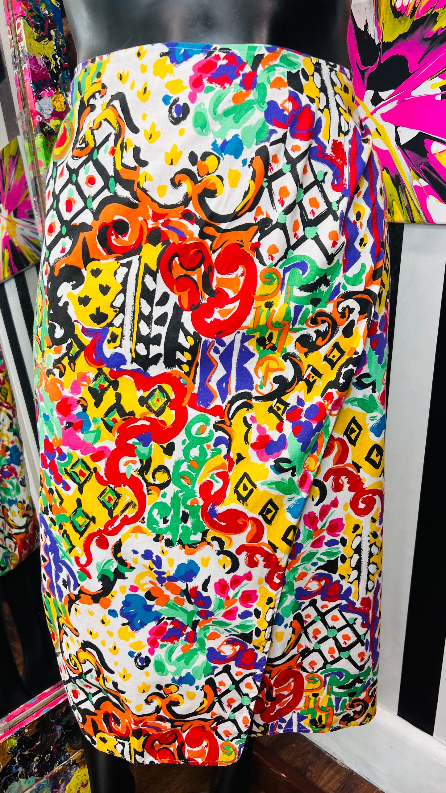 Vintage Cotton Abstract Wrap Skirt (14)