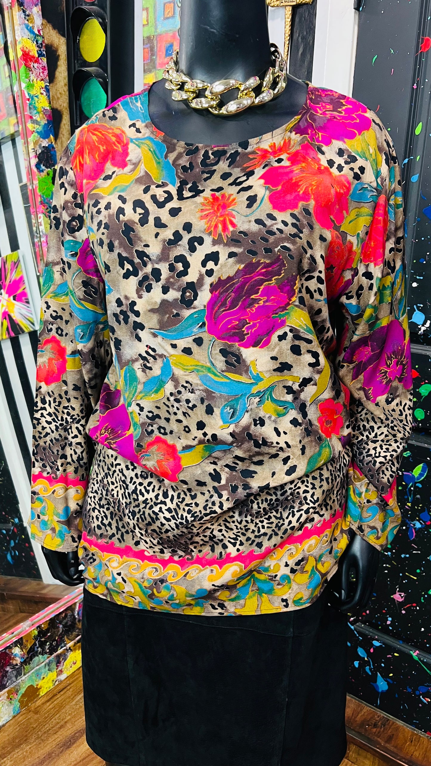 Vintage Carole Little Rayon Blouse (16) *Oversized