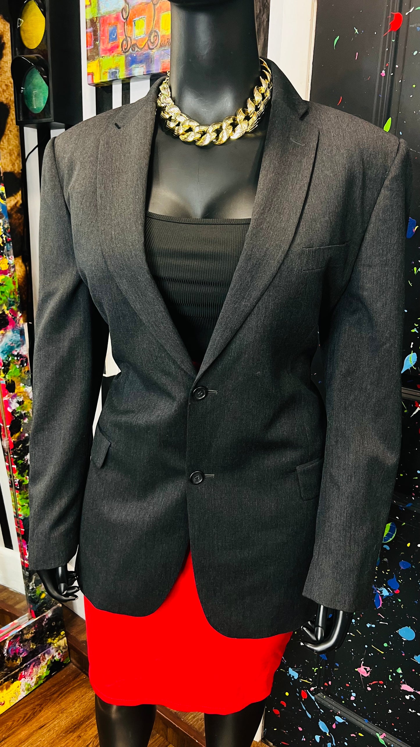 Vintage Dark Grey Blazer (18)