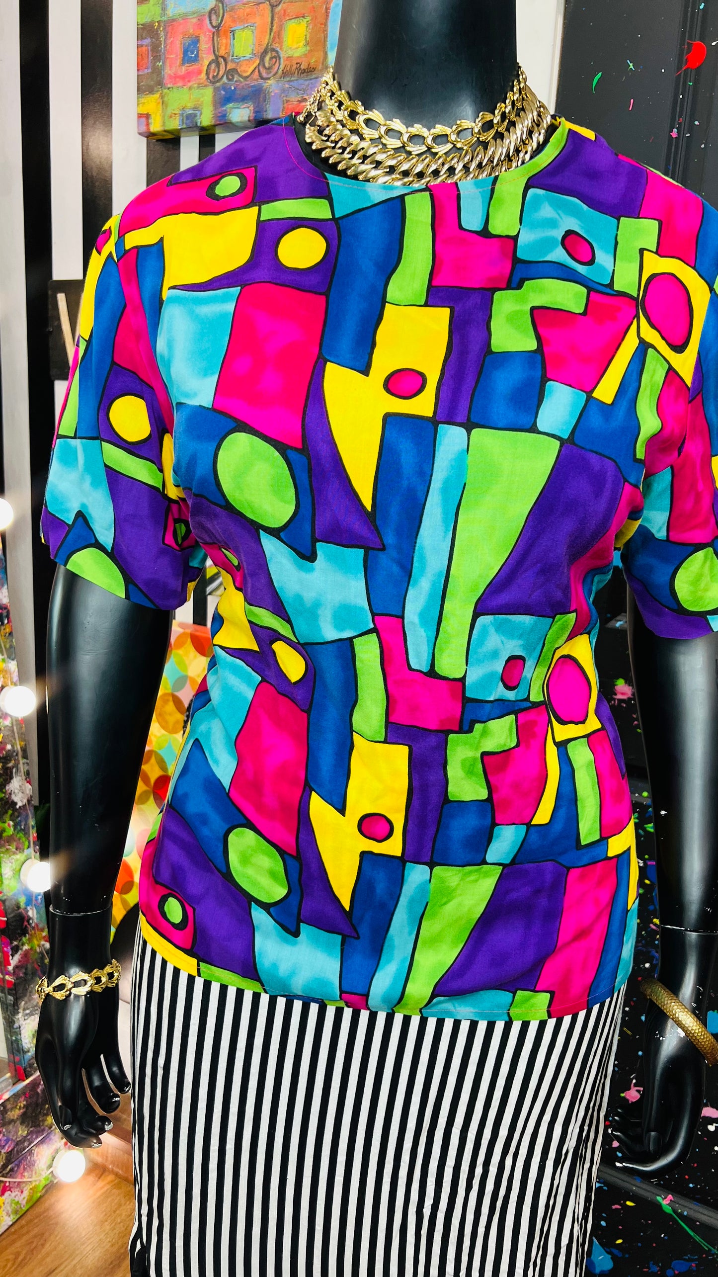 Vintage Abstract Shapes Blouse (16)