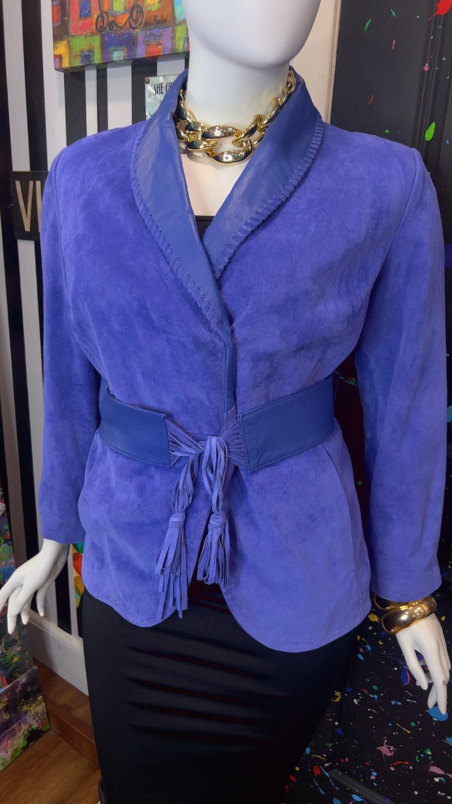 Vintage Suede Leather Jacket with Belt (18)