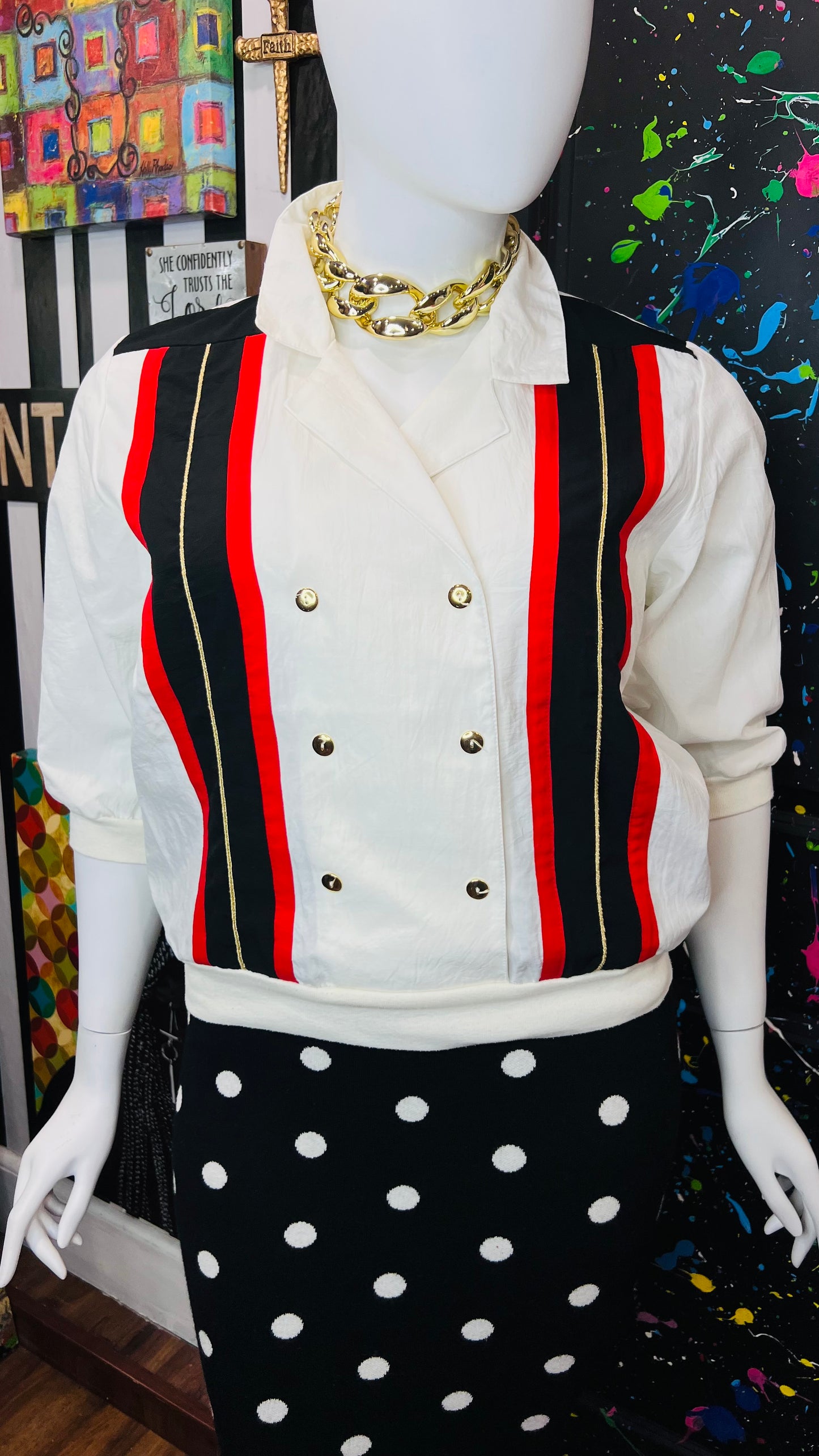 Vintage Red, Black Gold & Blouse (16)
