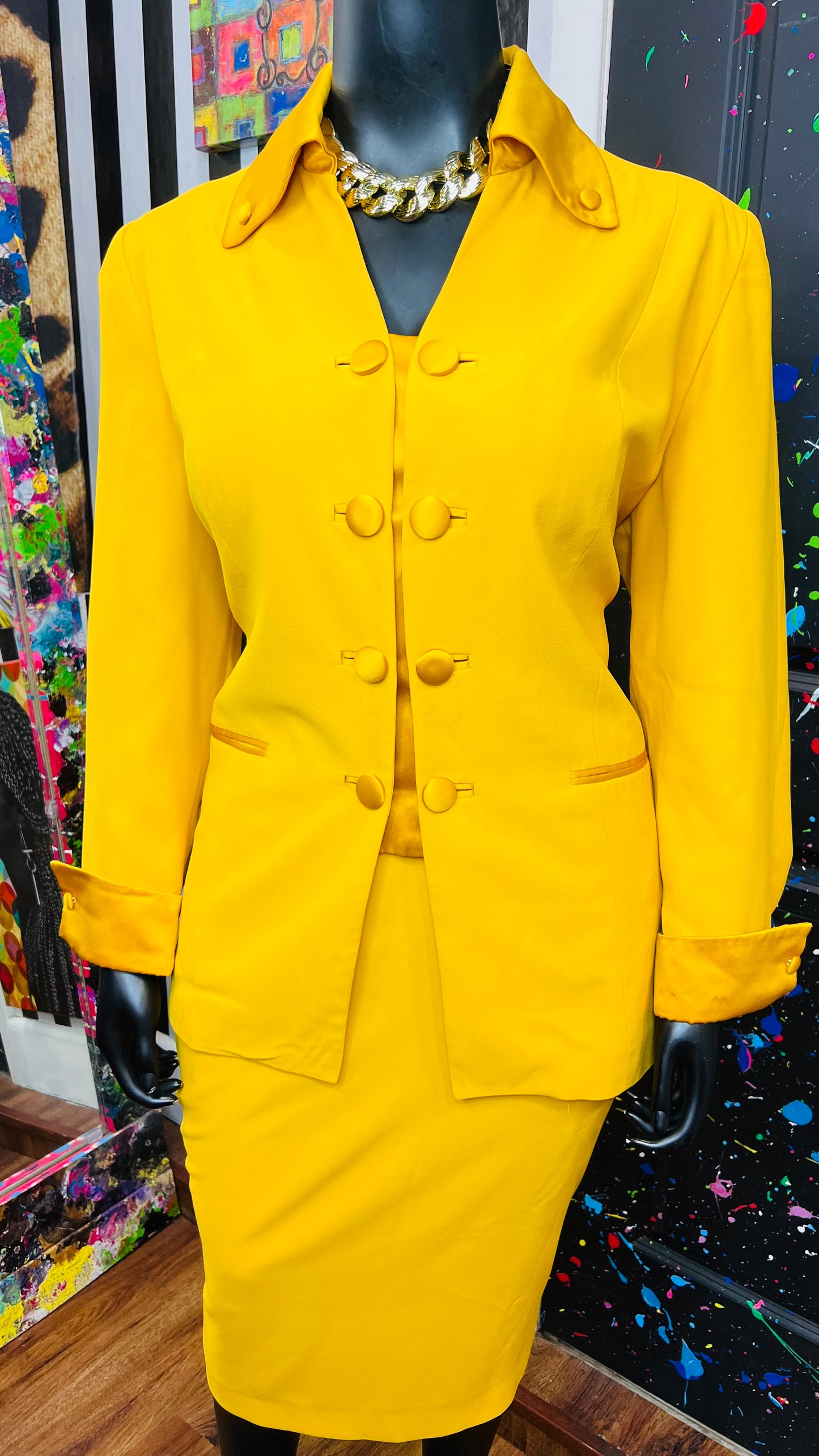Vintage Gold Skirt Suit (18W)