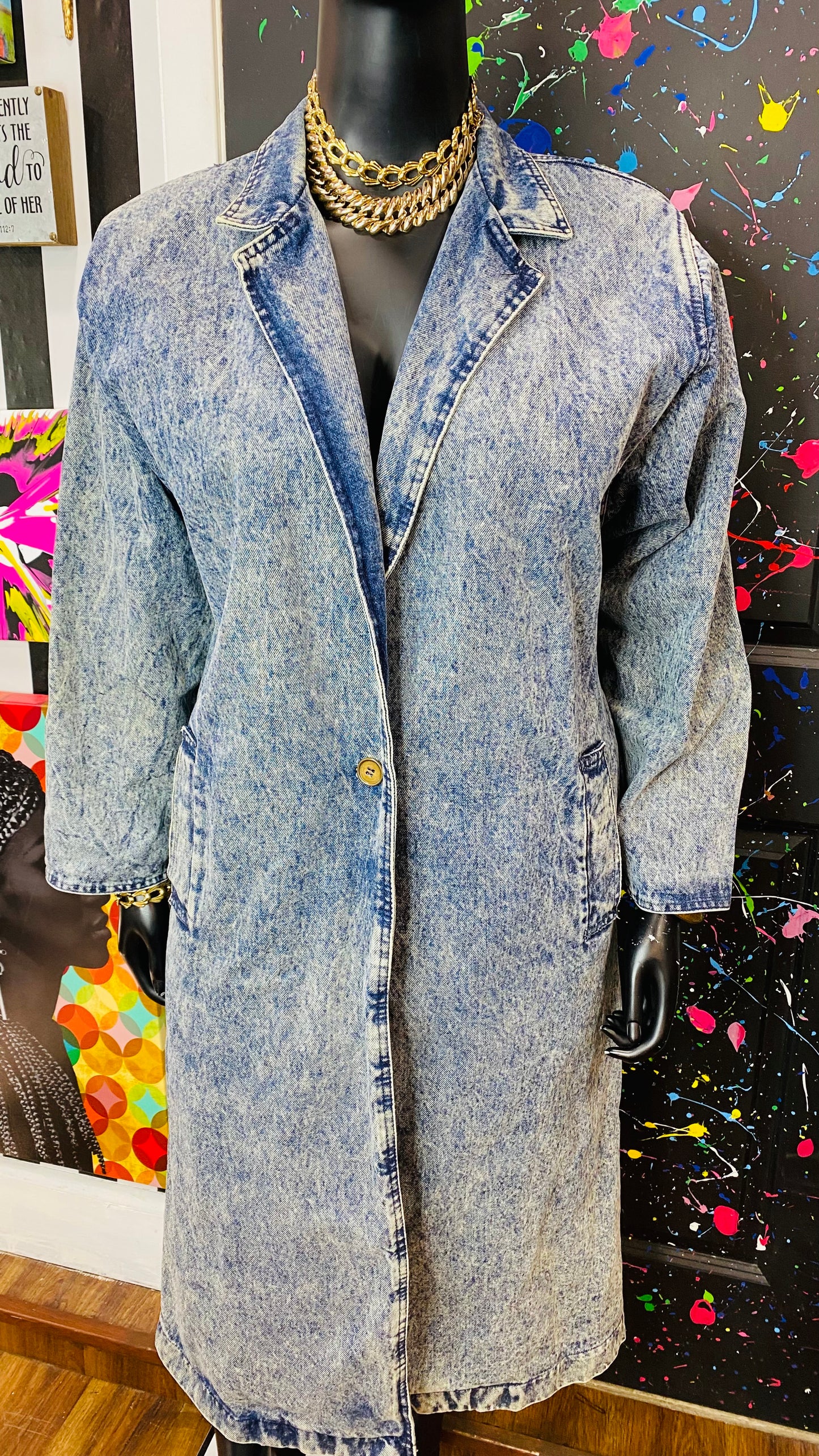 Vintage Acid Wash Denim Duster (16)