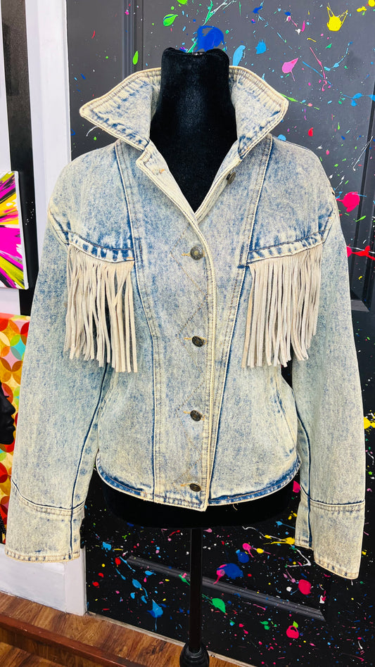 Vintage Easy West Denim Fringe Jacket (14)